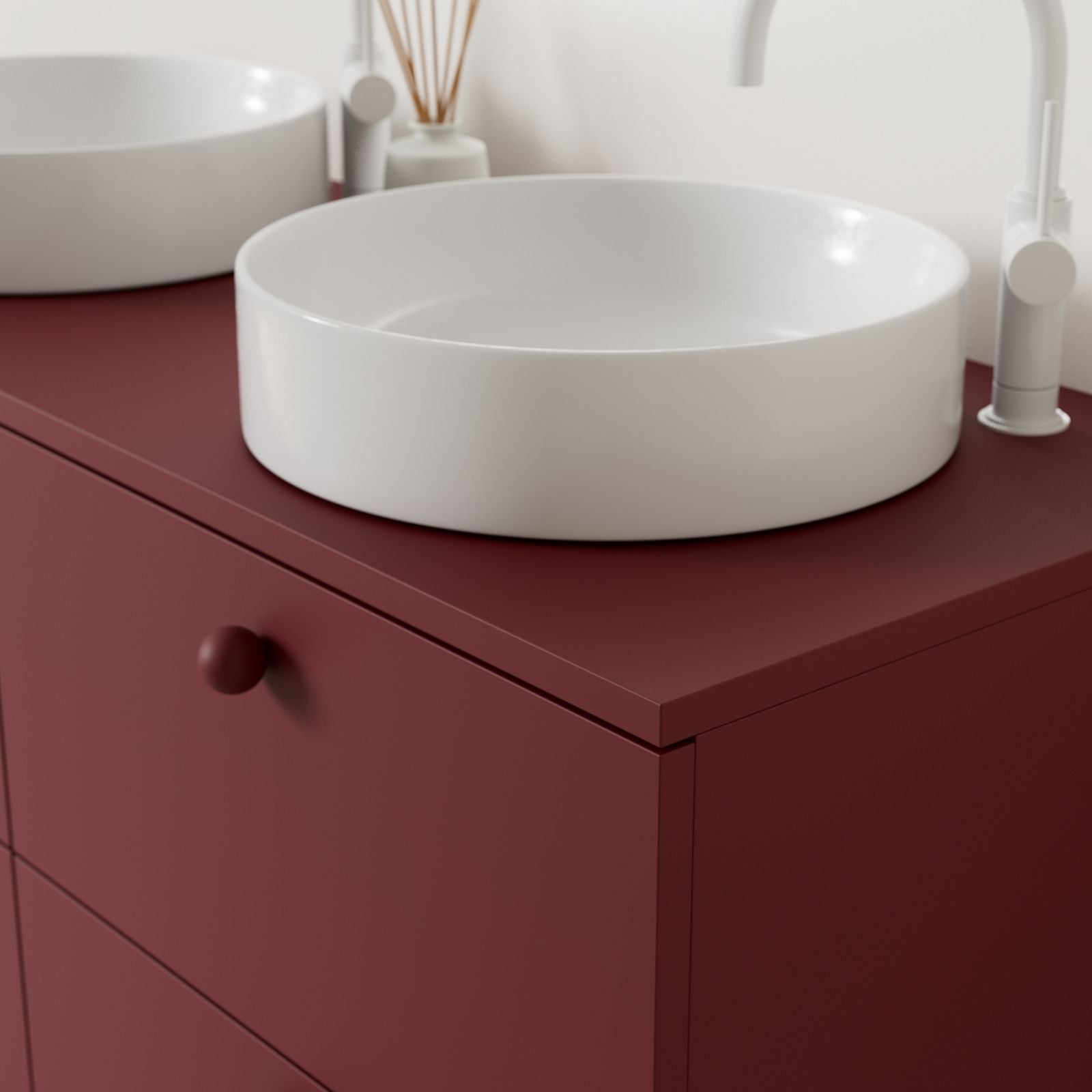 meuble salle de bain marco 120 cm rubis double vasque à poser vue angle