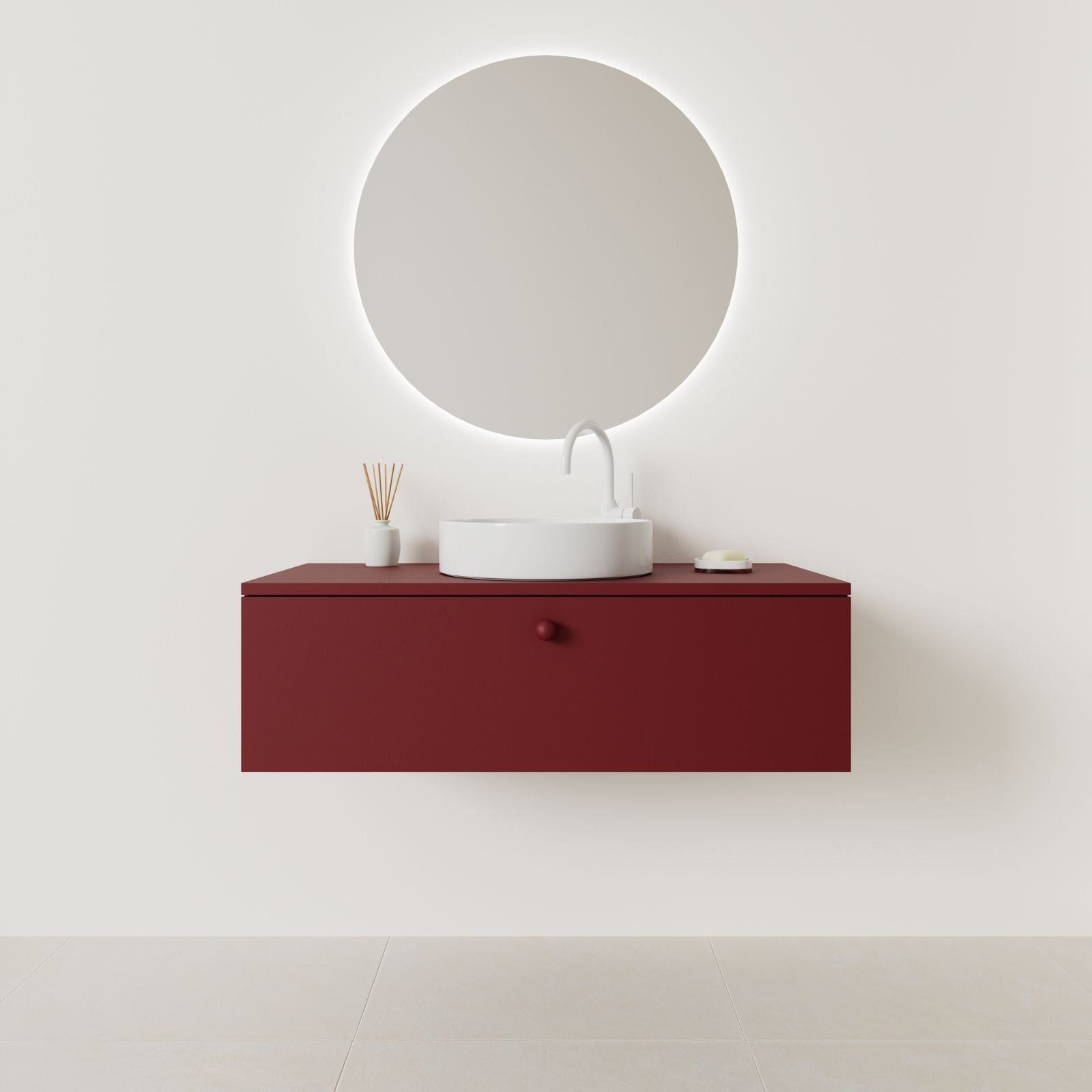 meuble salle de bain mino 100 cm rubis façade lisse vue face