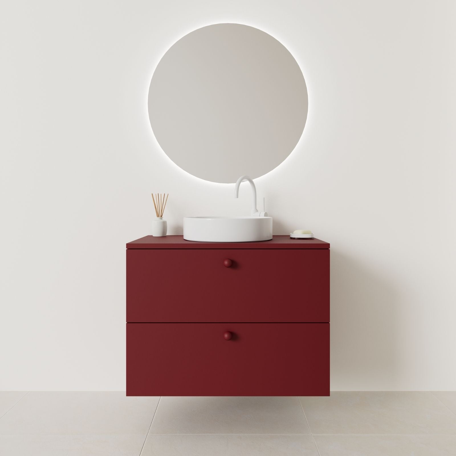 meuble salle de bain marco 80 cm rubis façade lisse vue face