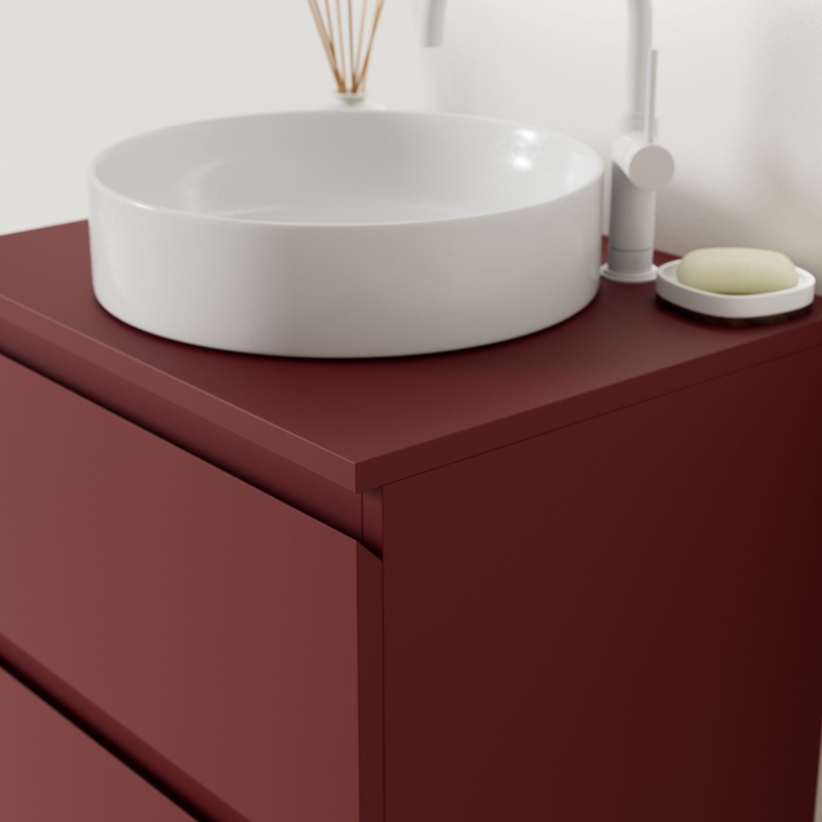 meuble salle de bain marco rubis 60 cm façade prise de main vue angle