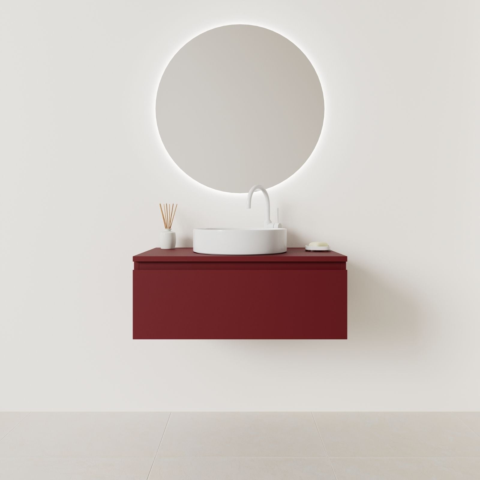 meuble salle de bain mino 80 cm rubis façade prise de main vue face