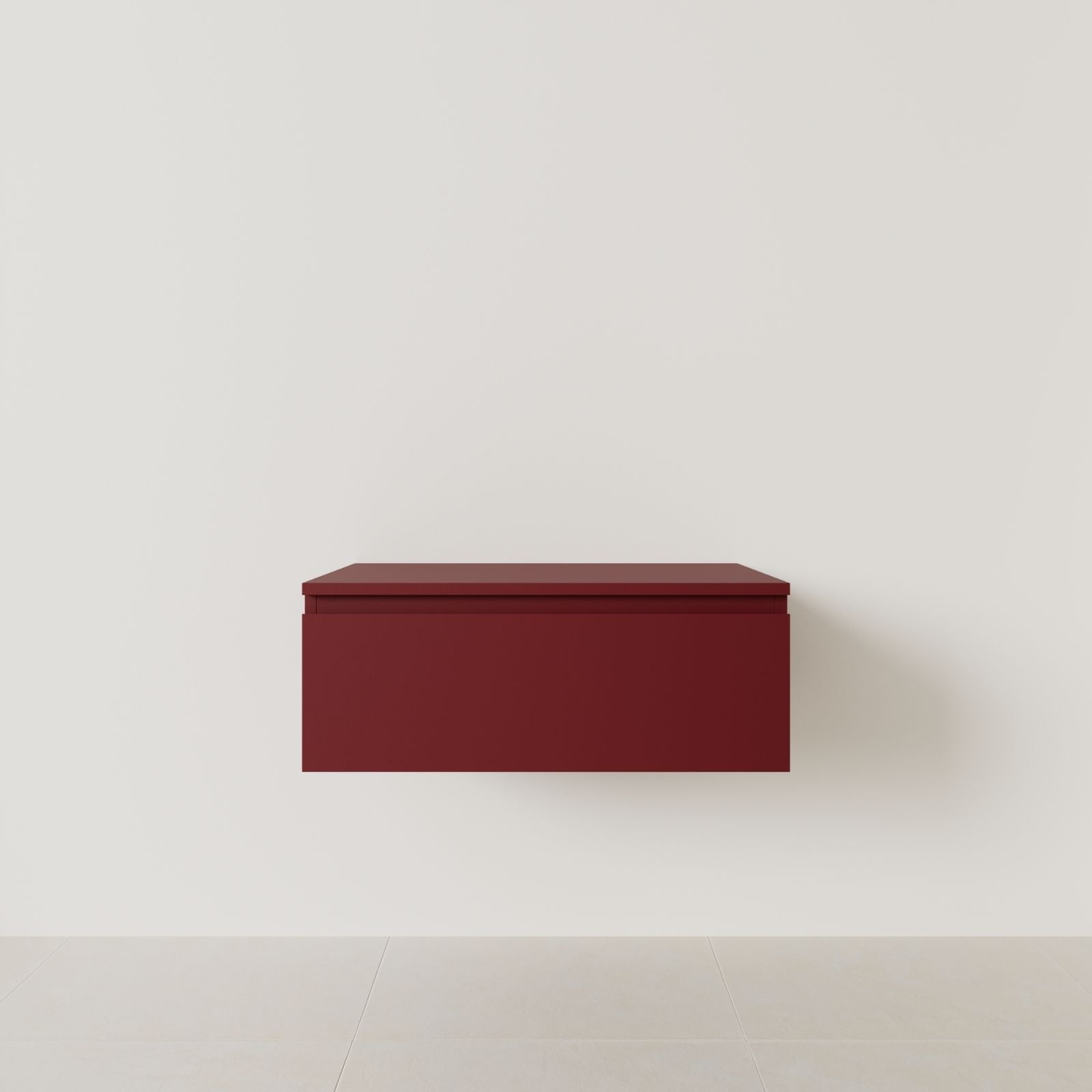 meuble salle de bain mino 80 cm rubis meuble seul suspendu poignées intégrées vue face.