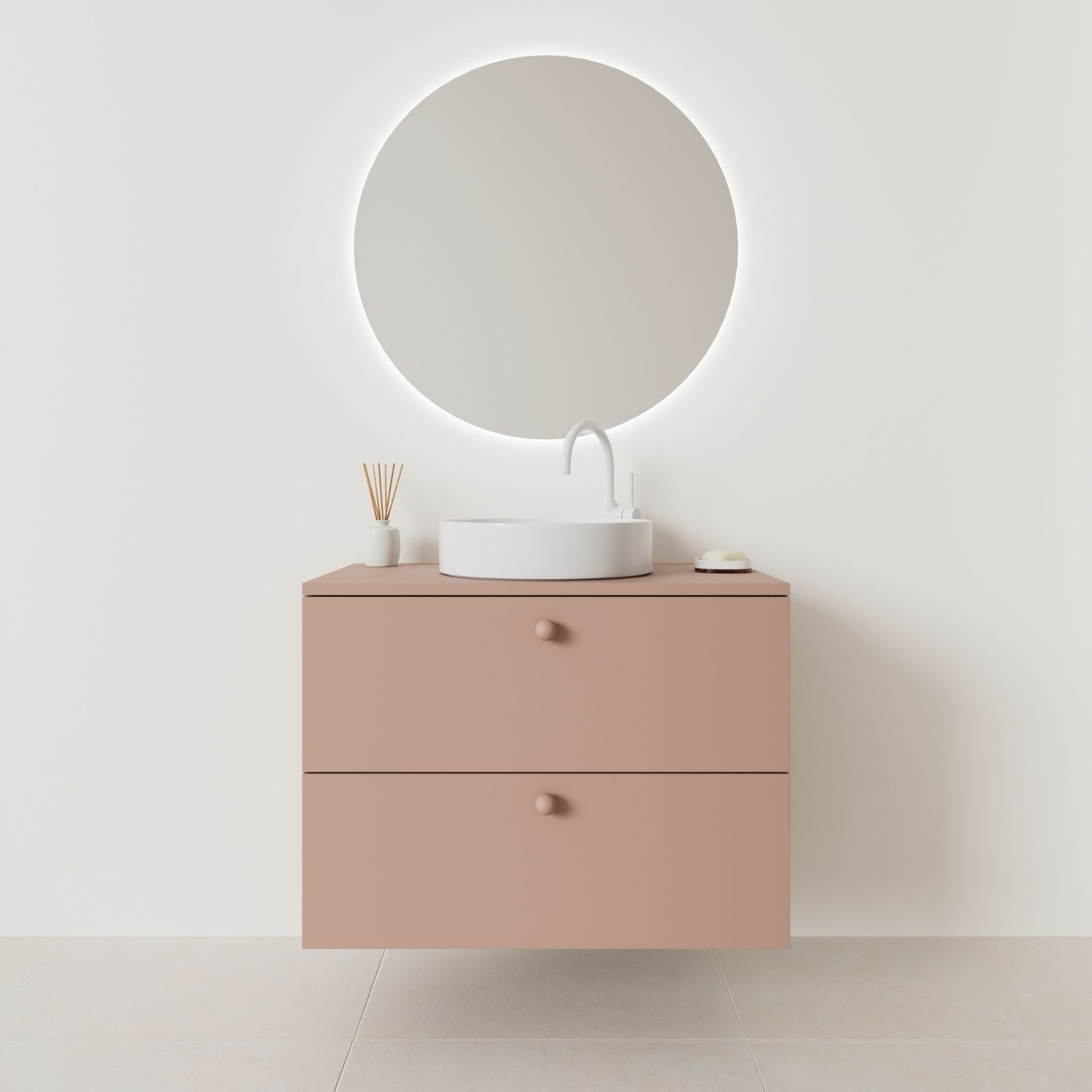 meuble salle de bain marco 80 cm argile façade lisse vue face