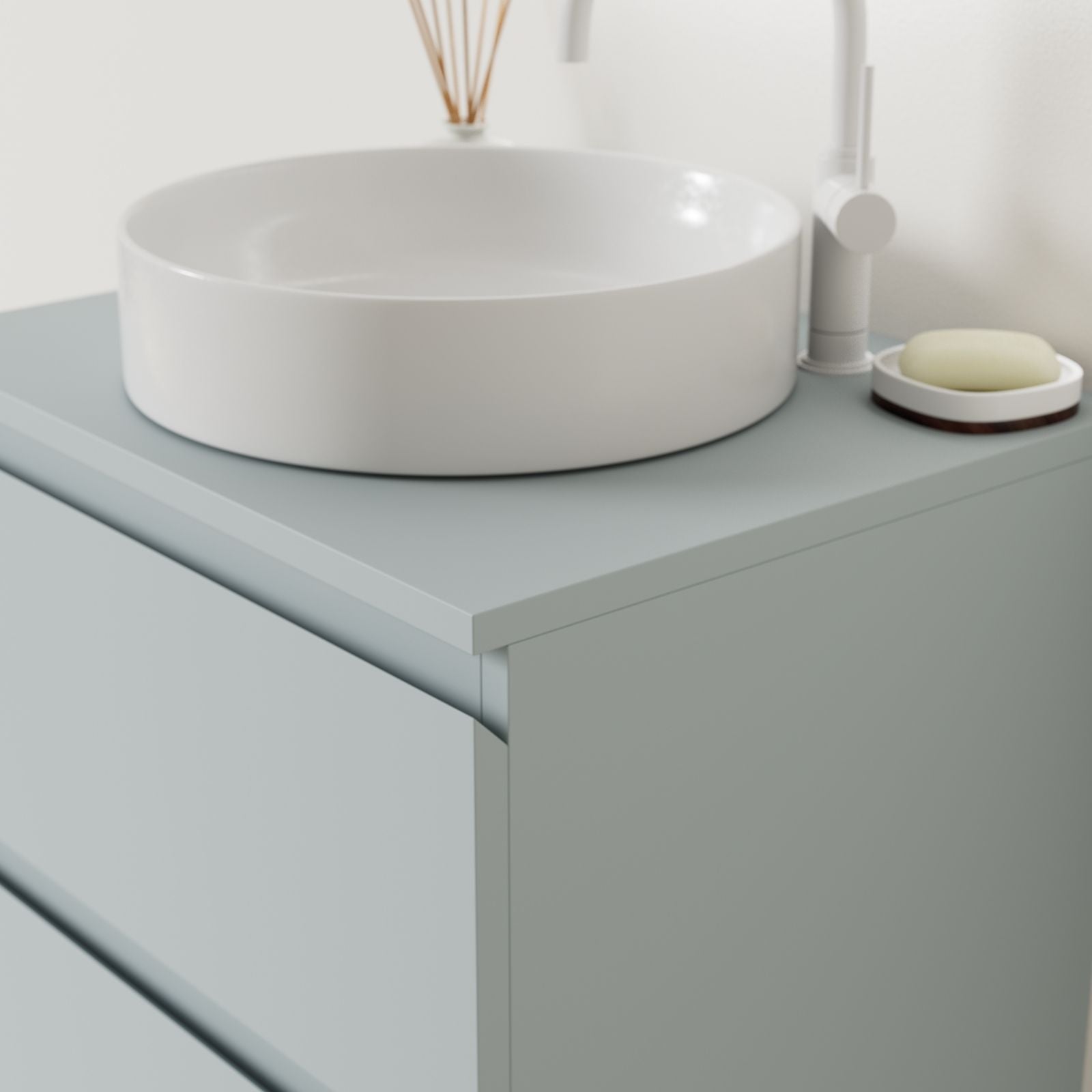 meuble salle de bain marco bleu 60 cm façade prise de main vue angle