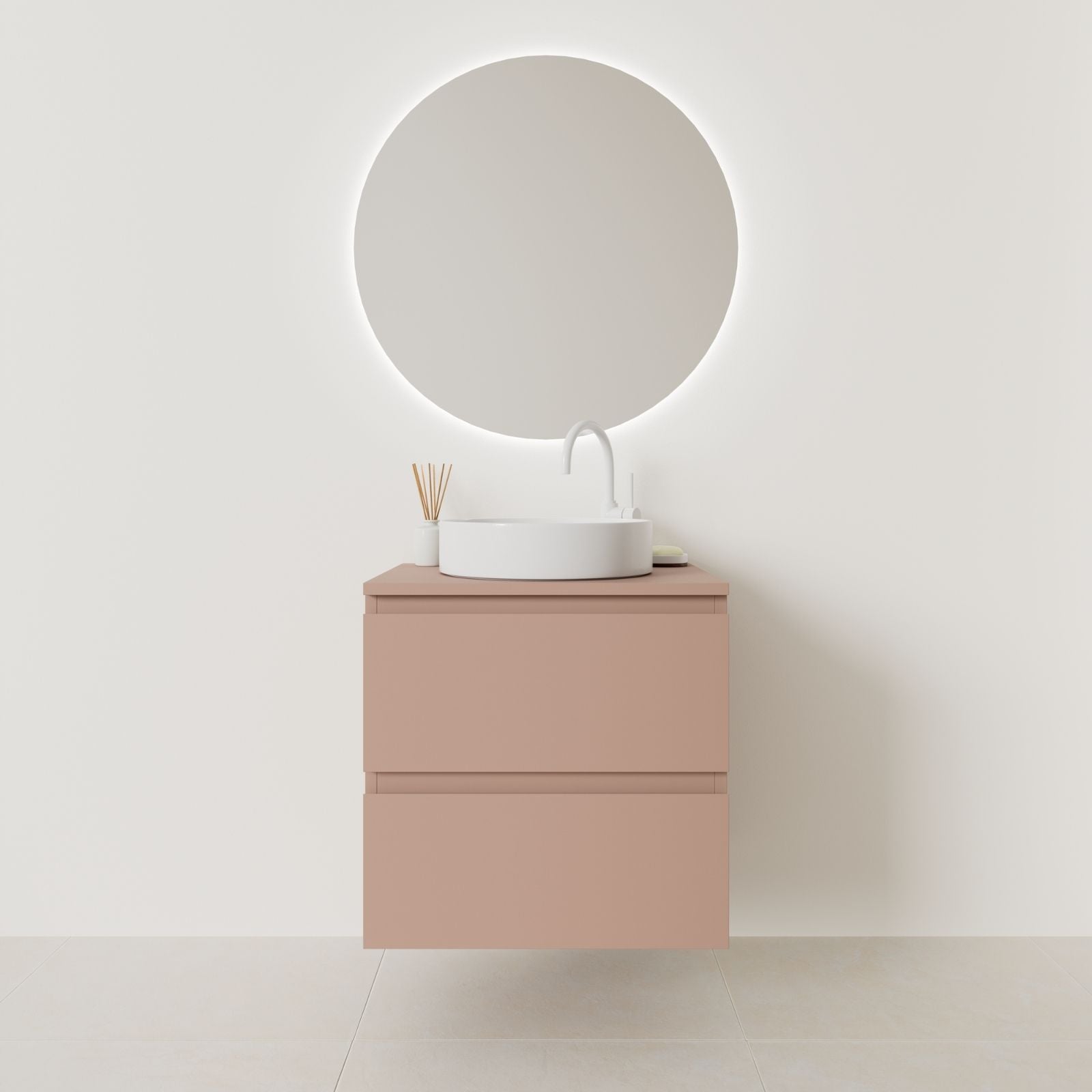 meuble salle de bain marco 60 cm argile façade prise de main vue face