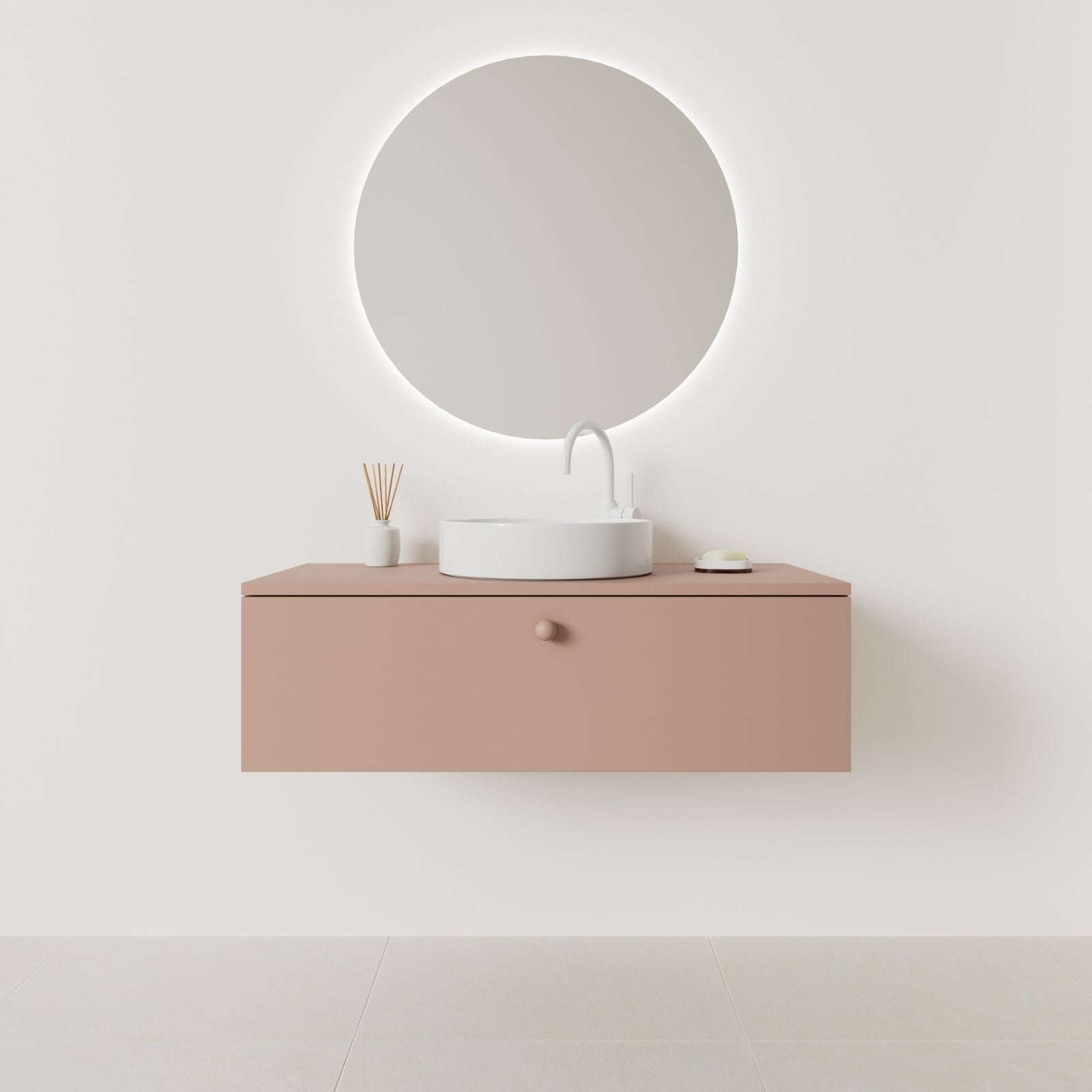 meuble salle de bain mino 100 cm argile façade lisse vue face