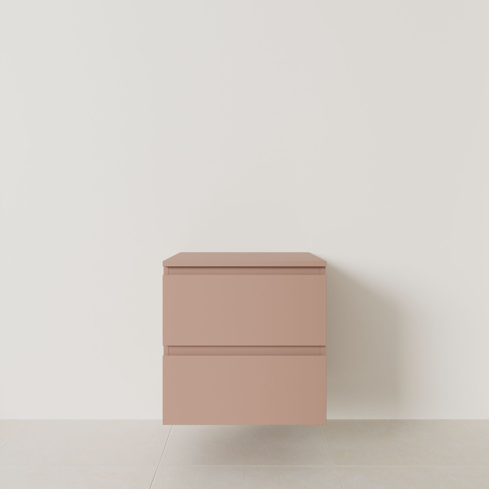 meuble salle de bain marco argile 60 cm meuble seul suspendu poignées intégrées vue face.