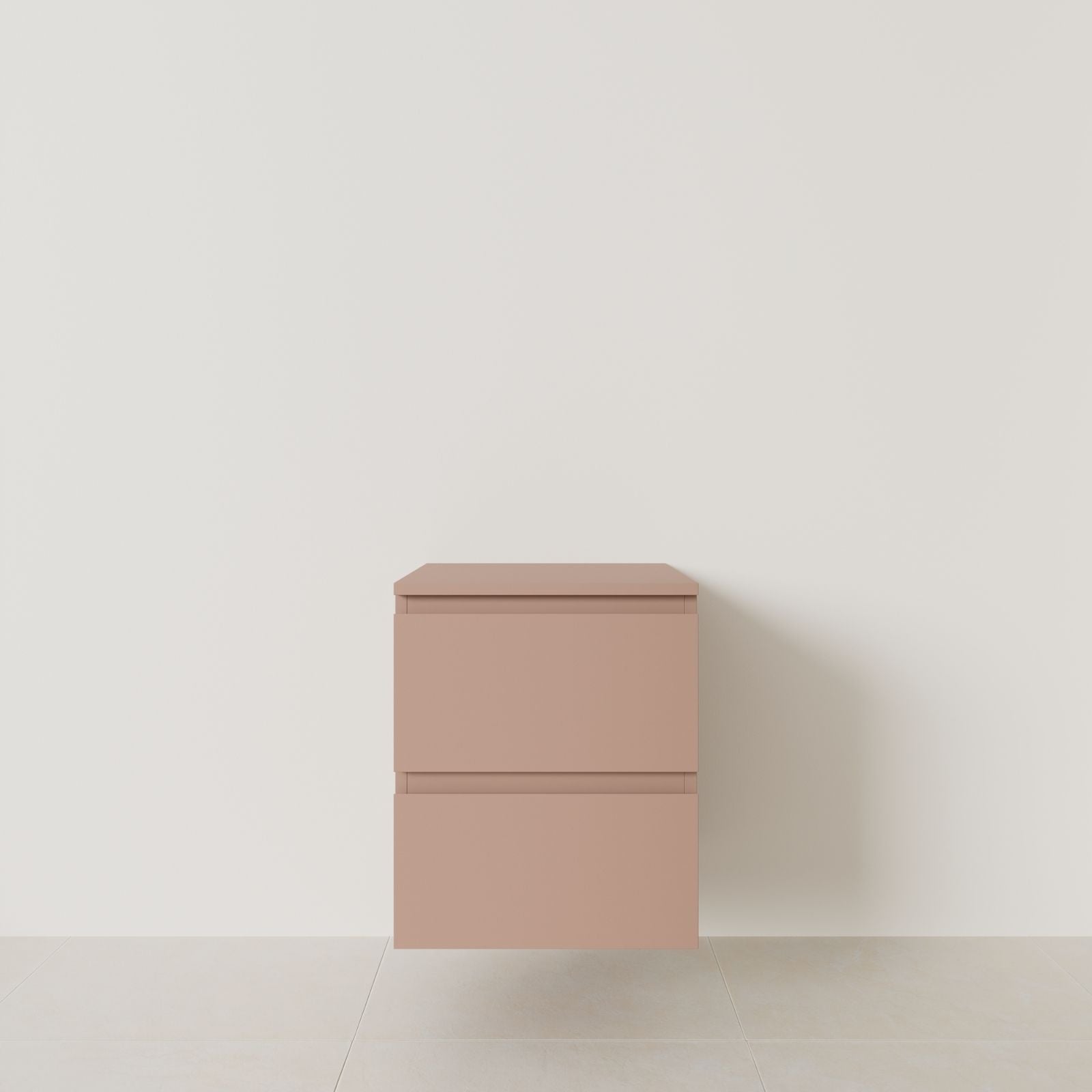 Meuble salle de bain marco argile 50 cm meuble seul suspendu poignées intégrées vue face.