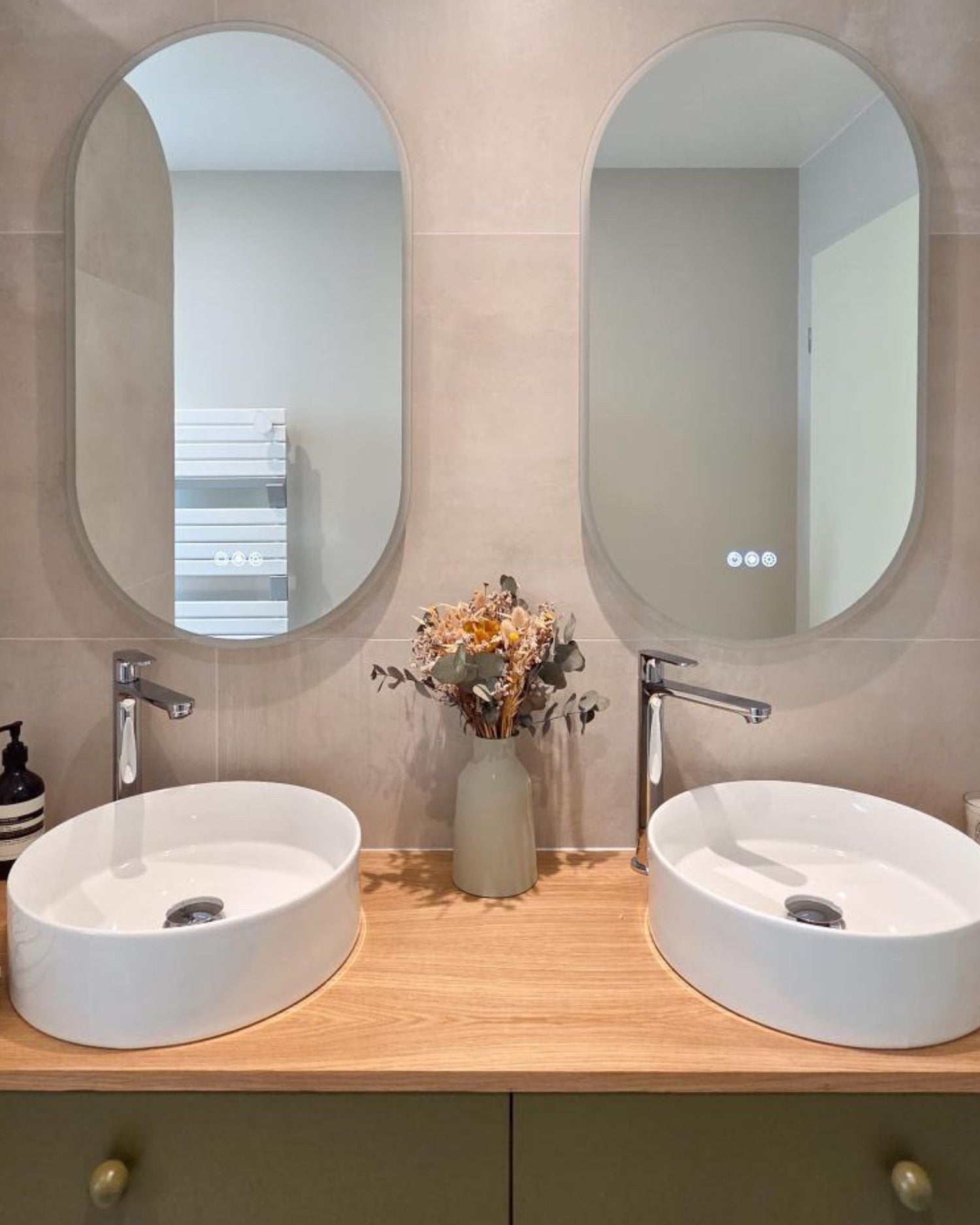 meuble de salle de bain kaki double vasque