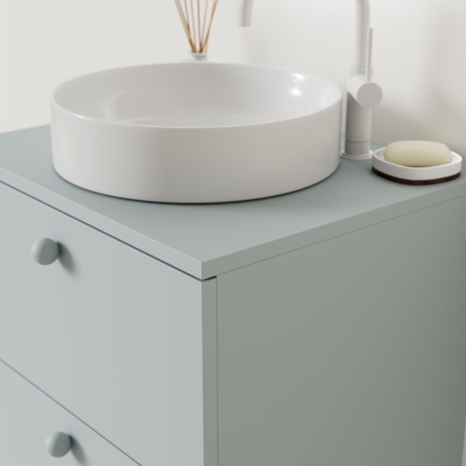 meuble salle de bain marco bleu 60 cm avec vasque posé vue angle