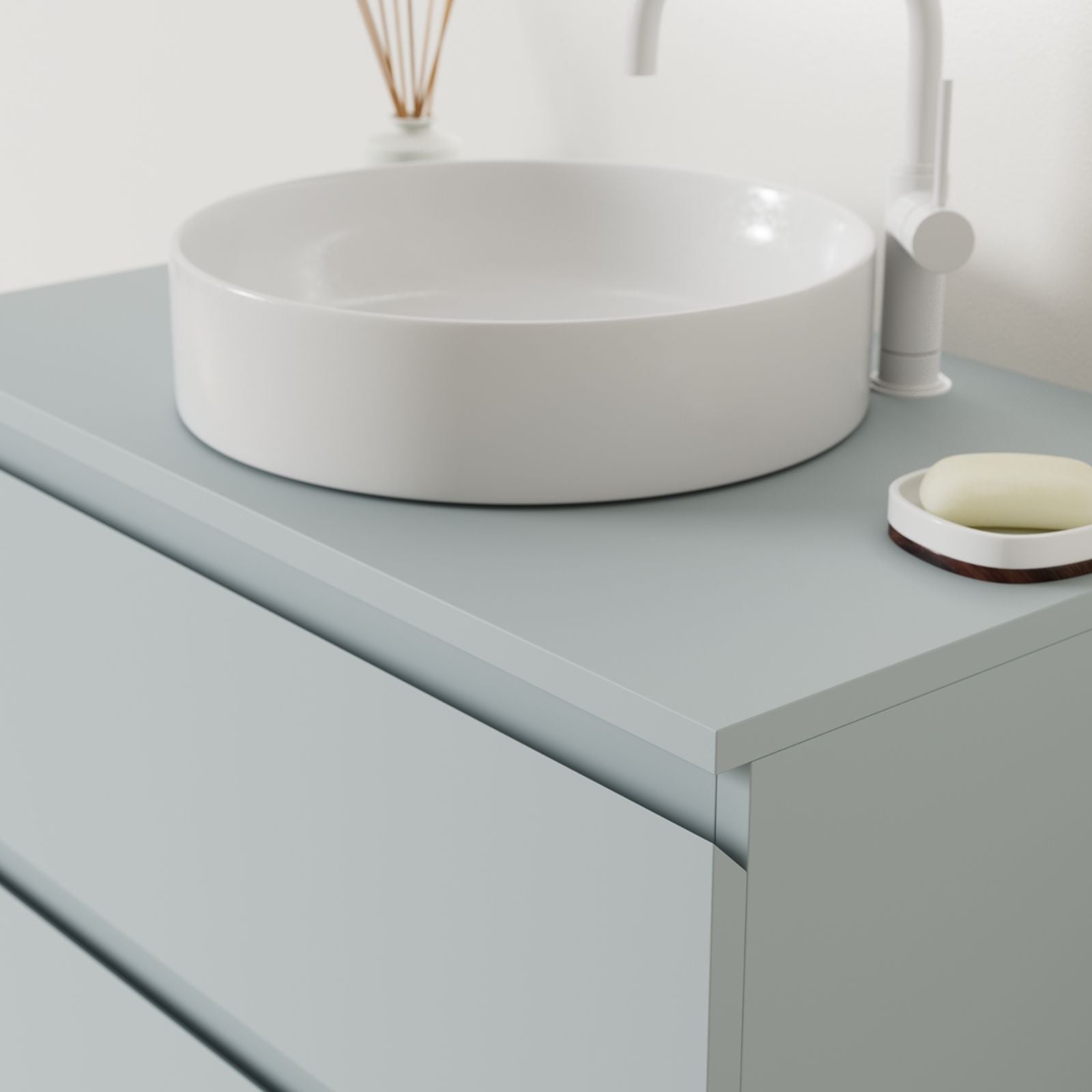 meuble salle de bain marco bleu 80 cm façade prise de main vue angle