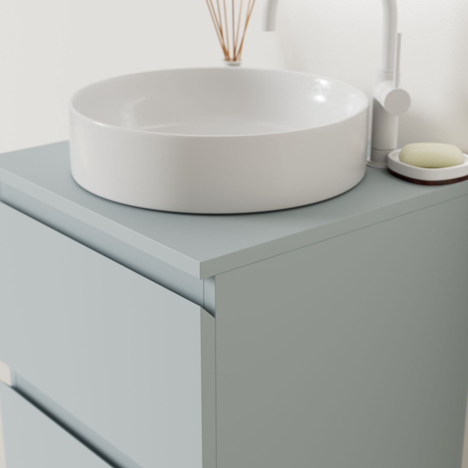 meuble salle de bain marco bleu 50 cm façade prise de main vue angle