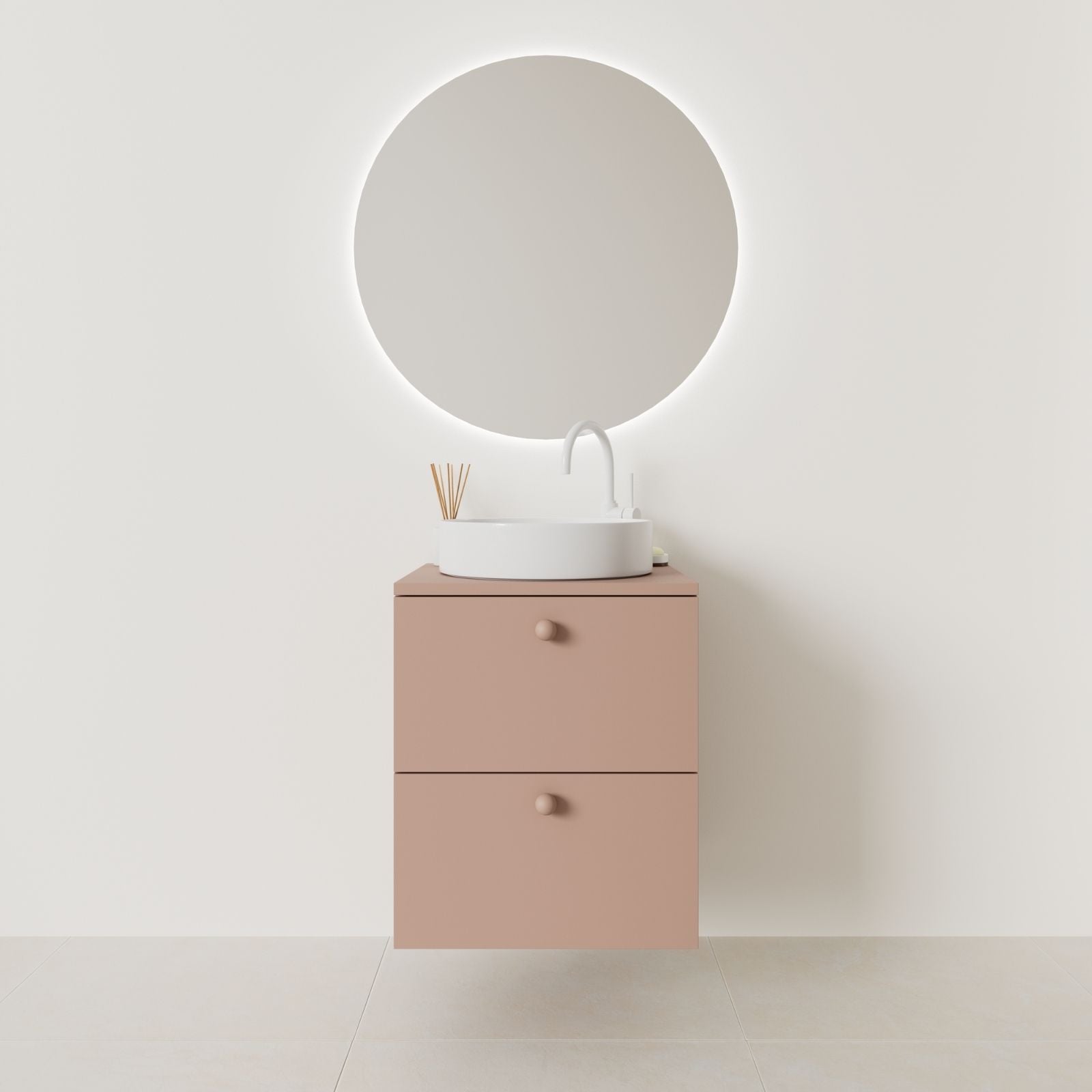 meuble salle de bain marco 50 cm argile façade lisse vue face
