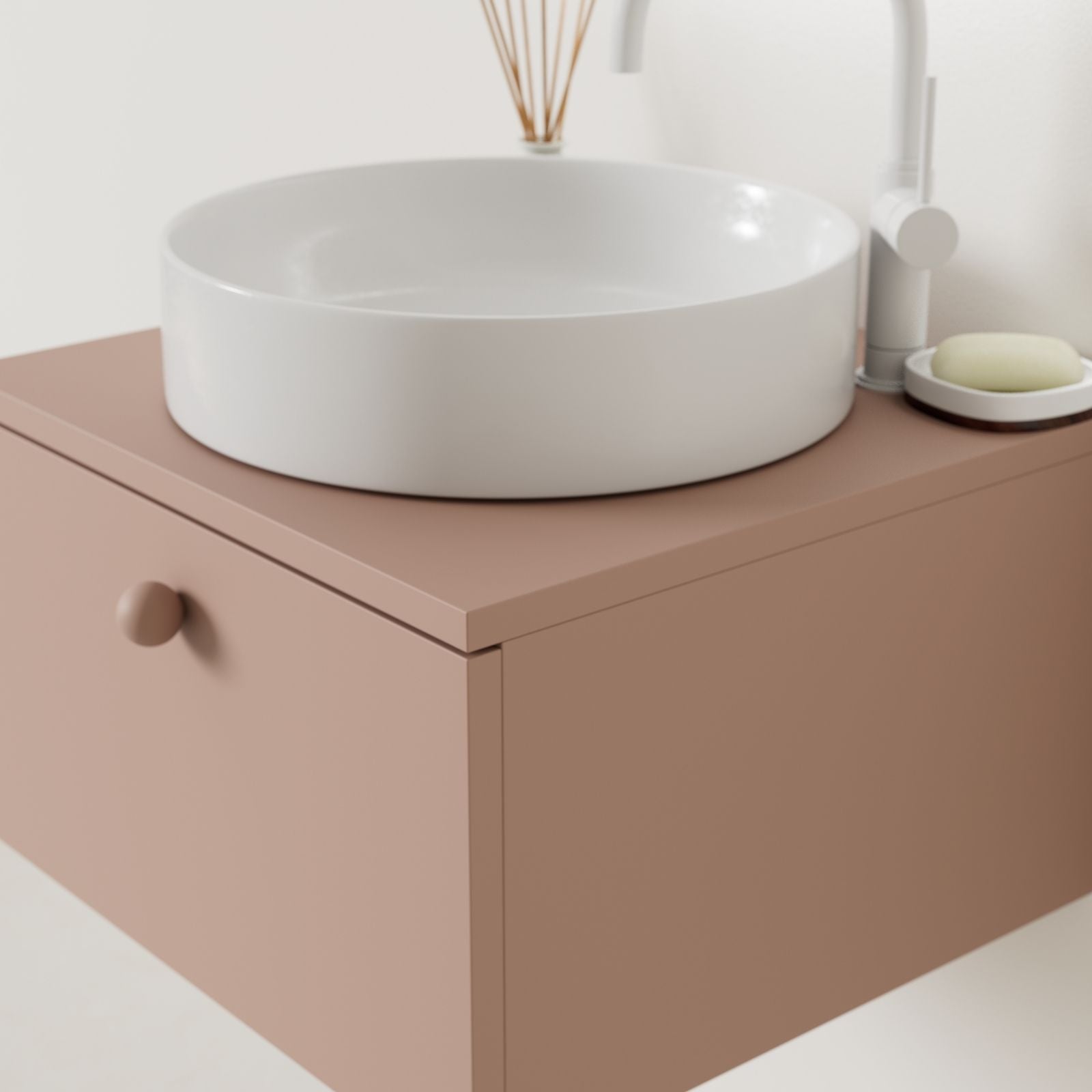 meuble salle de bain mino 50 cm parme avec vasque posé vue angle