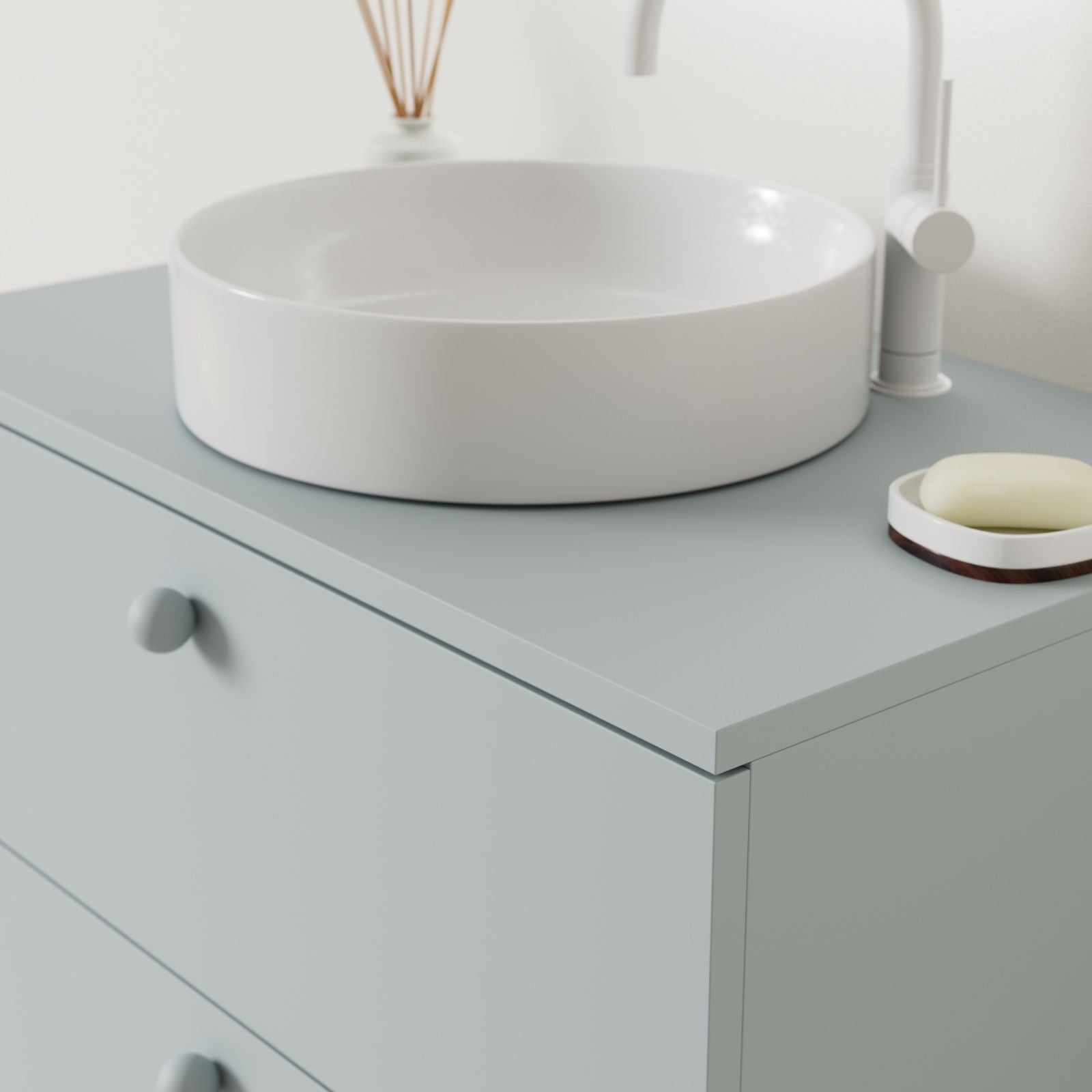 meuble salle de bain marco bleu 80 cm avec vasque posé vue angle