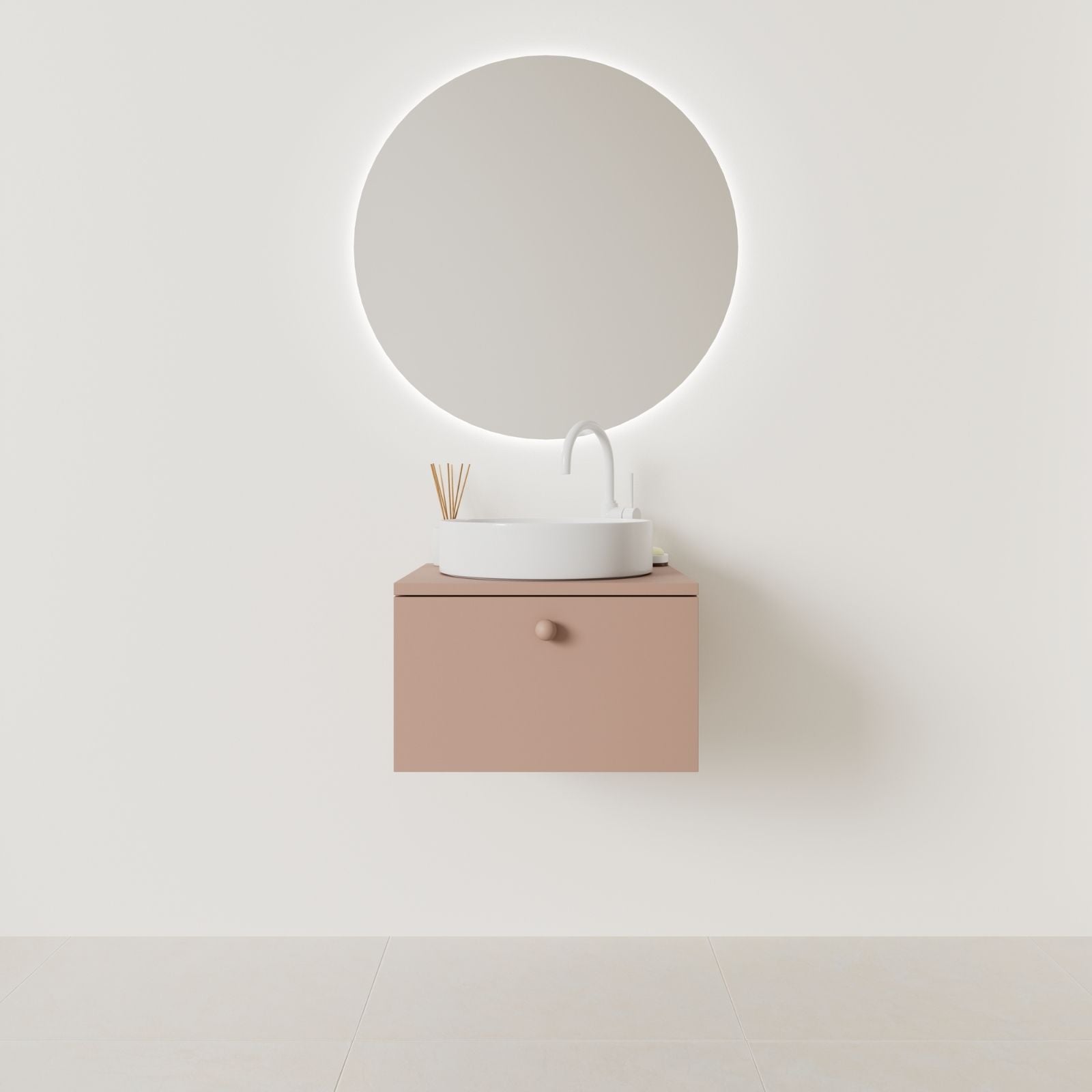 meuble salle de bain mino 50 cm argile façade lisse vue face