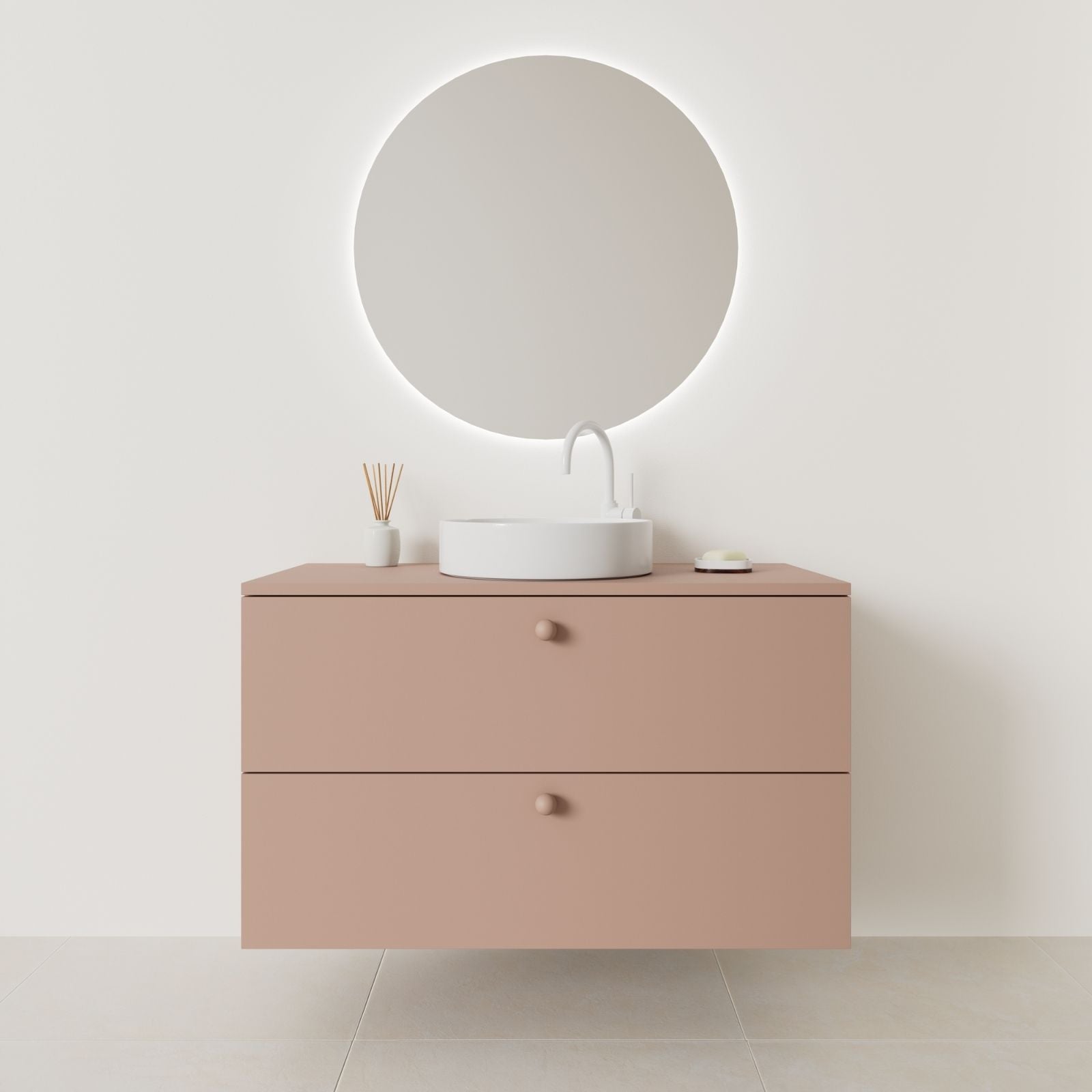 meuble salle de bain marco 100 cm argile façade lisse vue face