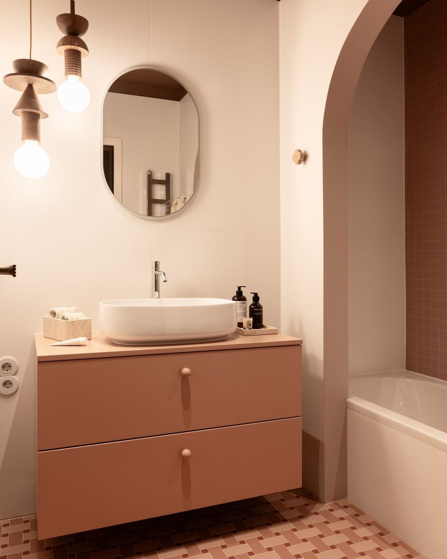 Meuble de salle de bain 100 cm terracotta