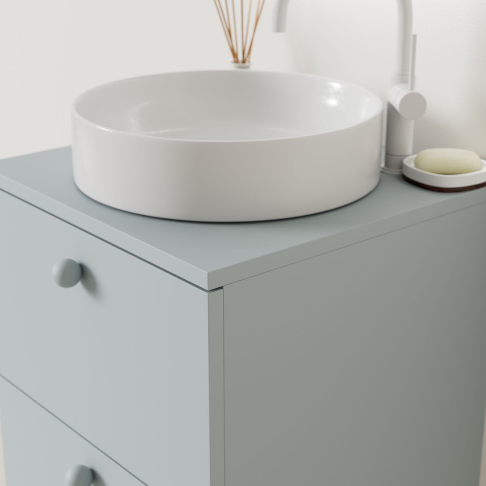 meuble salle de bain marco bleu 50 cm avec vasque posé vue angle