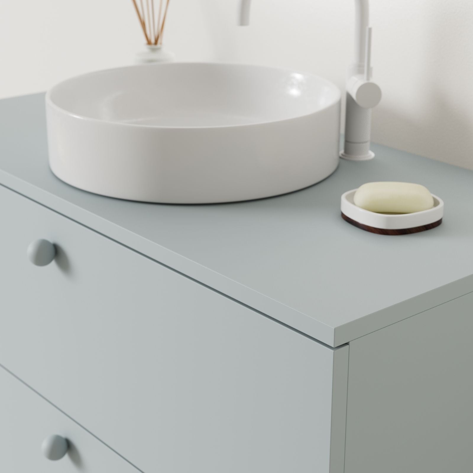 meuble salle de bain marco bleu 100 cm avec vasque posé vue angle