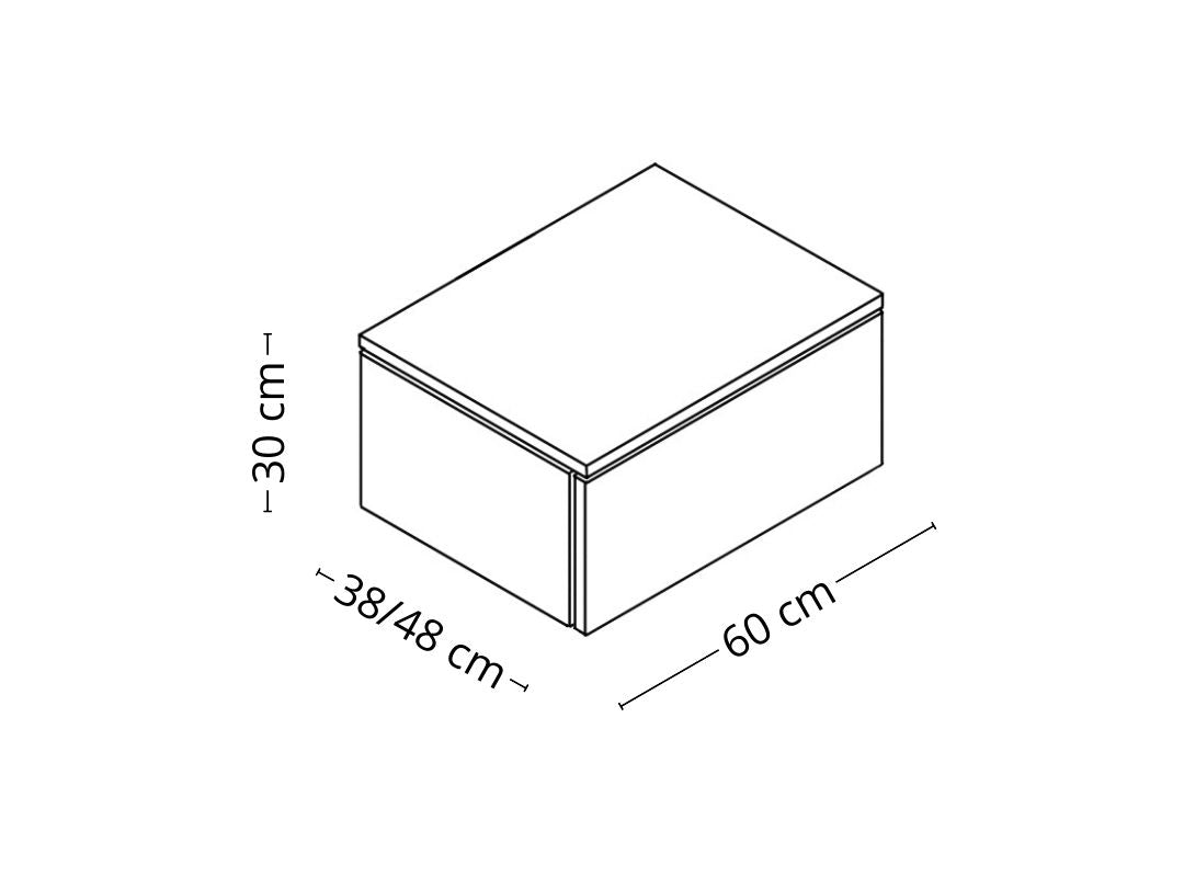 Dimensions sur vue en axonométrie avec dimensions meuble Mino 60