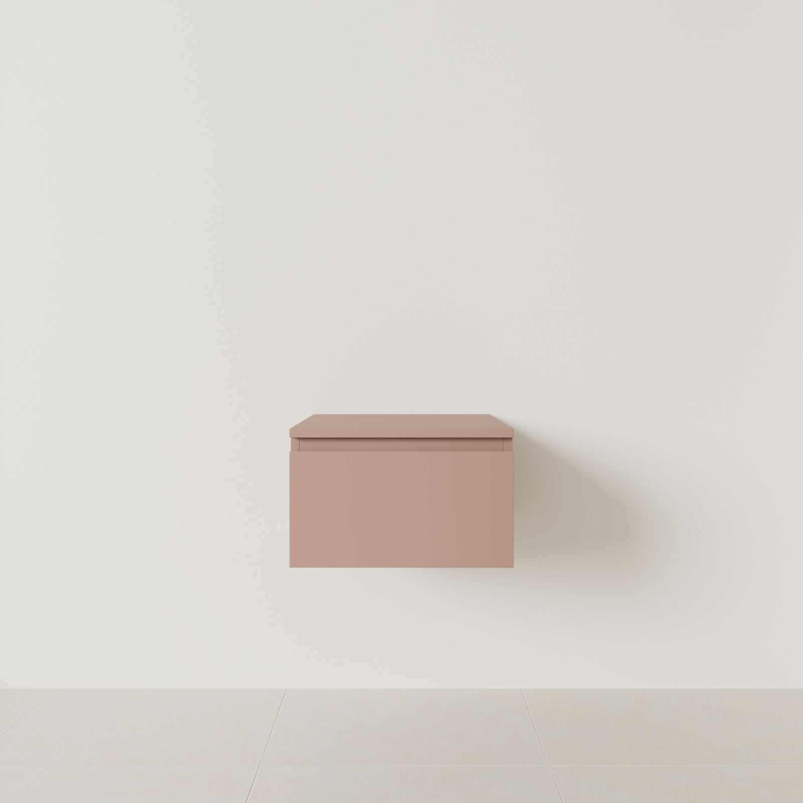 meuble salle de bain mino 50 cm argile meuble seul suspendu poignées intégrées vue face.