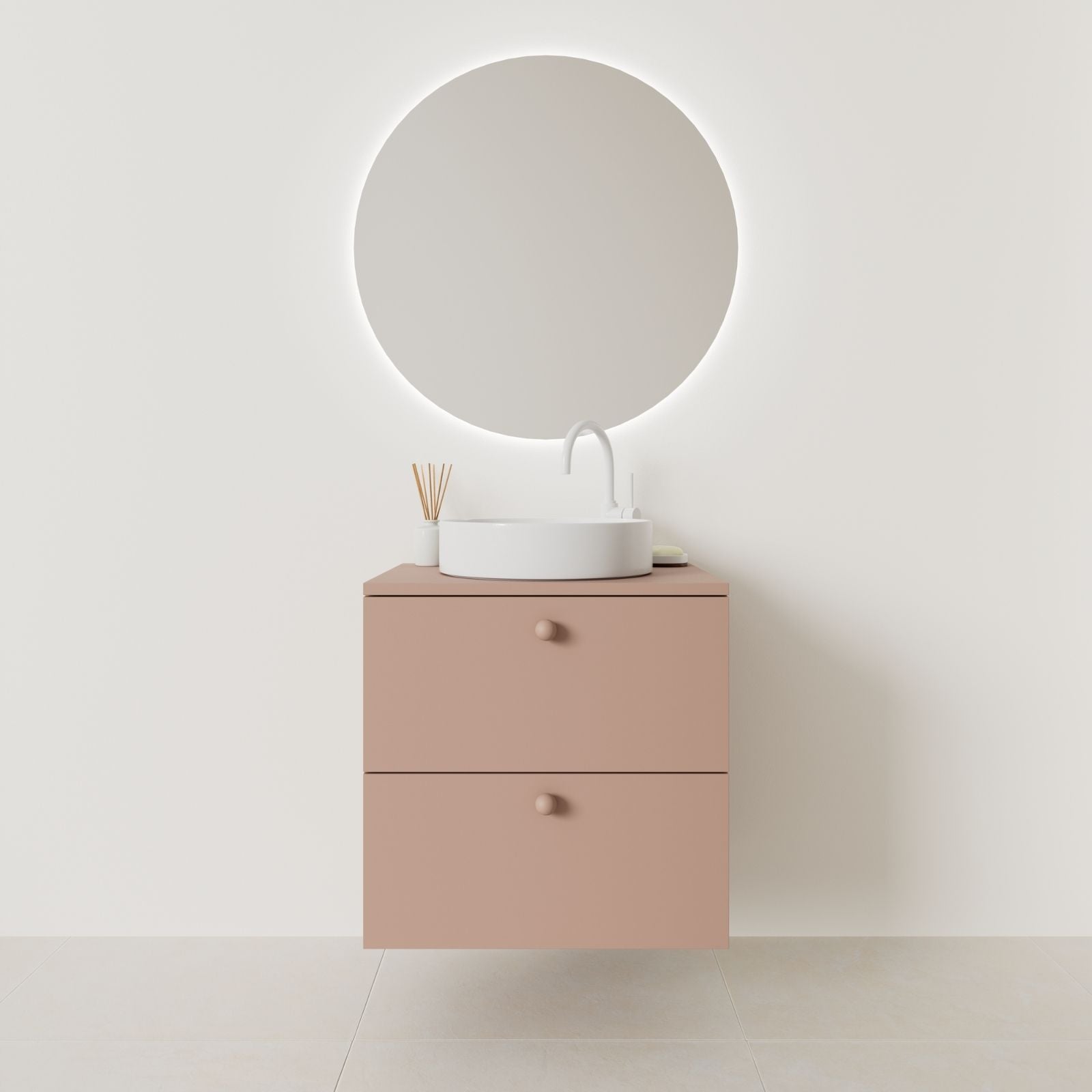 meuble salle de bain marco 60 cm argile façade lisse vue face