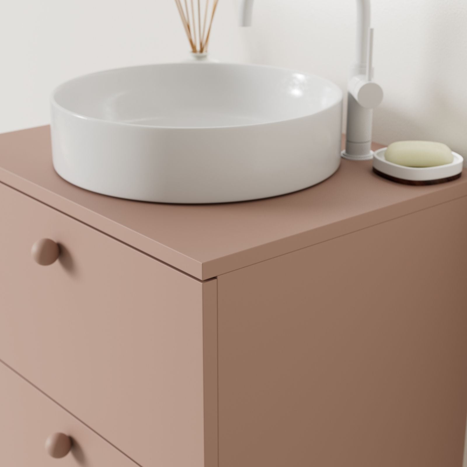 meuble salle de bain marco argile 60 cm avec vasque posé vue angle
