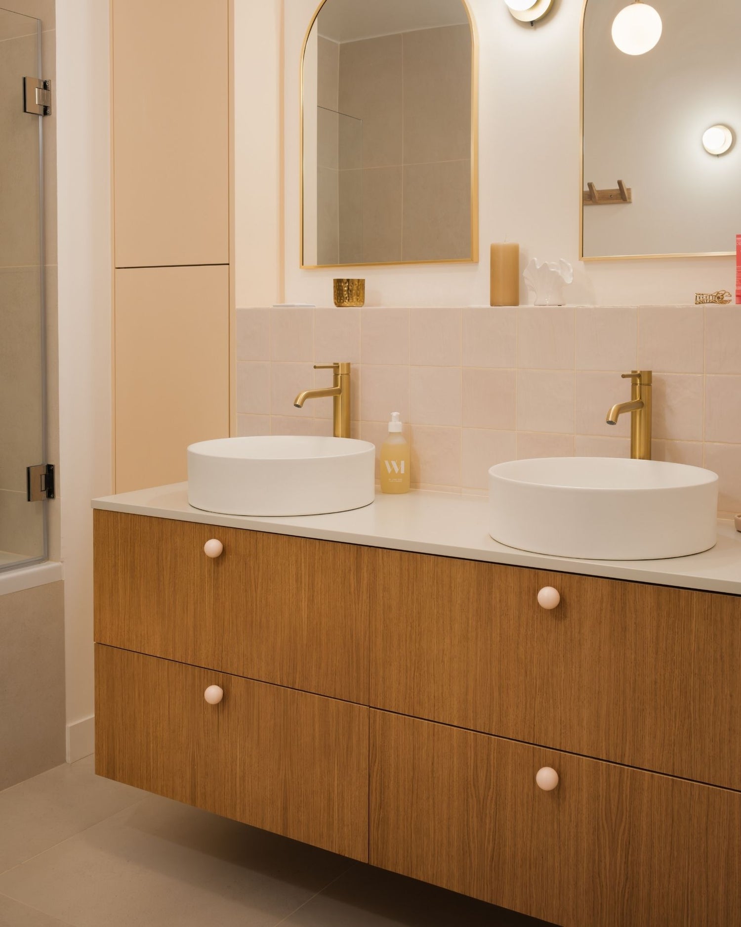 meuble de salle de bain double vasque chêne