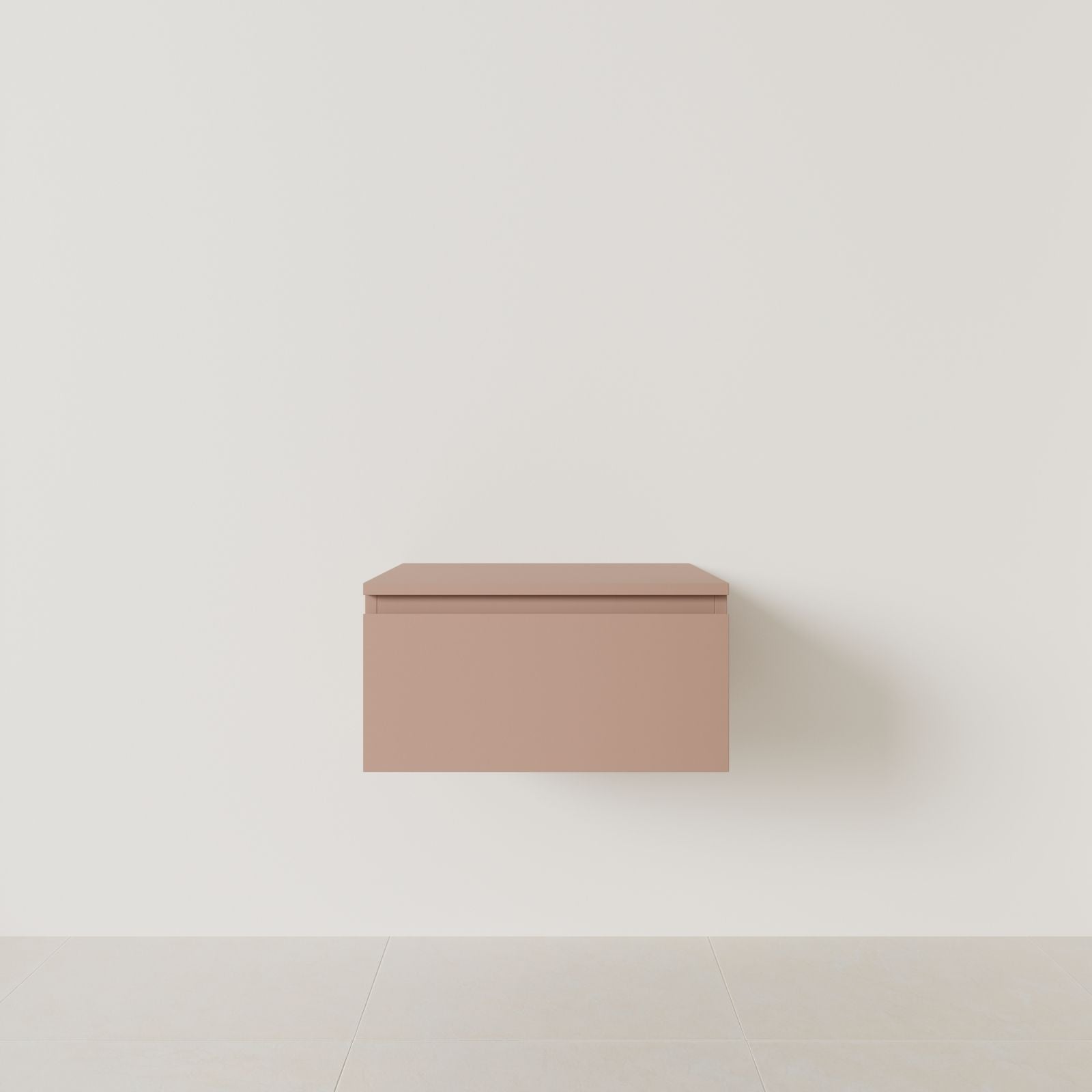 meuble salle de bain mino 60 cm argile meuble seul suspendu poignées intégrées vue face.