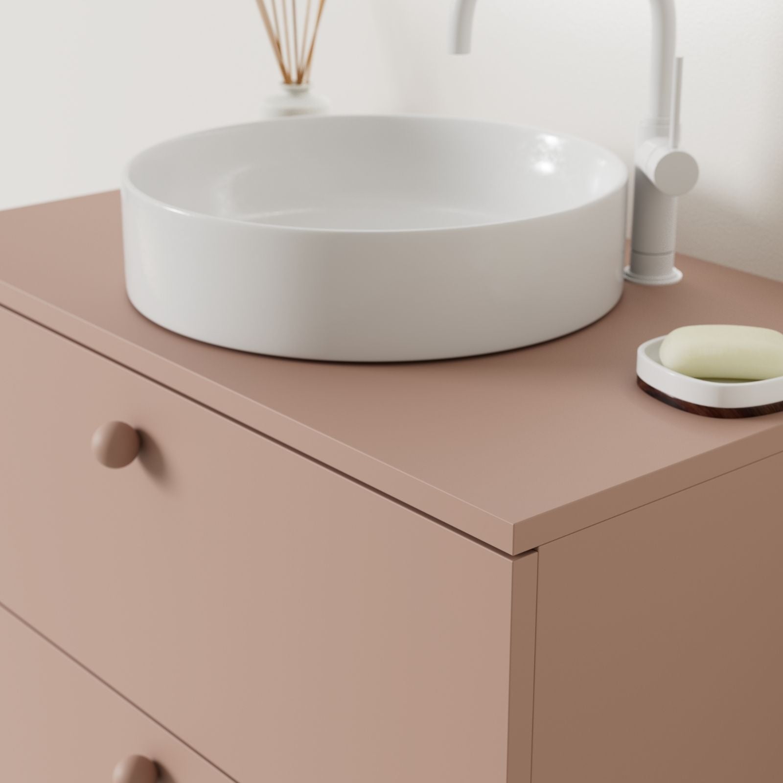 meuble salle de bain marco argile 80 cm avec vasque posé vue angle