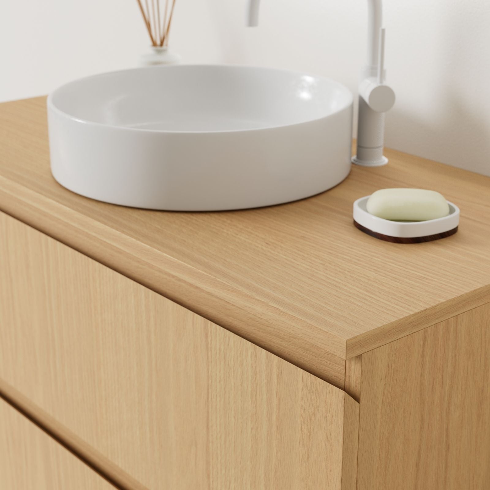 meuble salle de bain marco chêne 100 cm meuble seul suspendu poignées intégrées vue face.