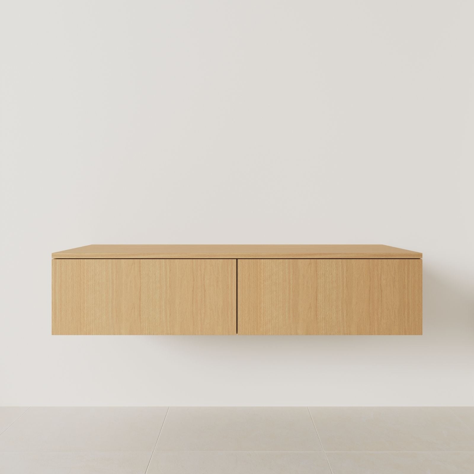 meuble salle de bain mino 140 cm double vasque suspendu chêne meuble seul vue face