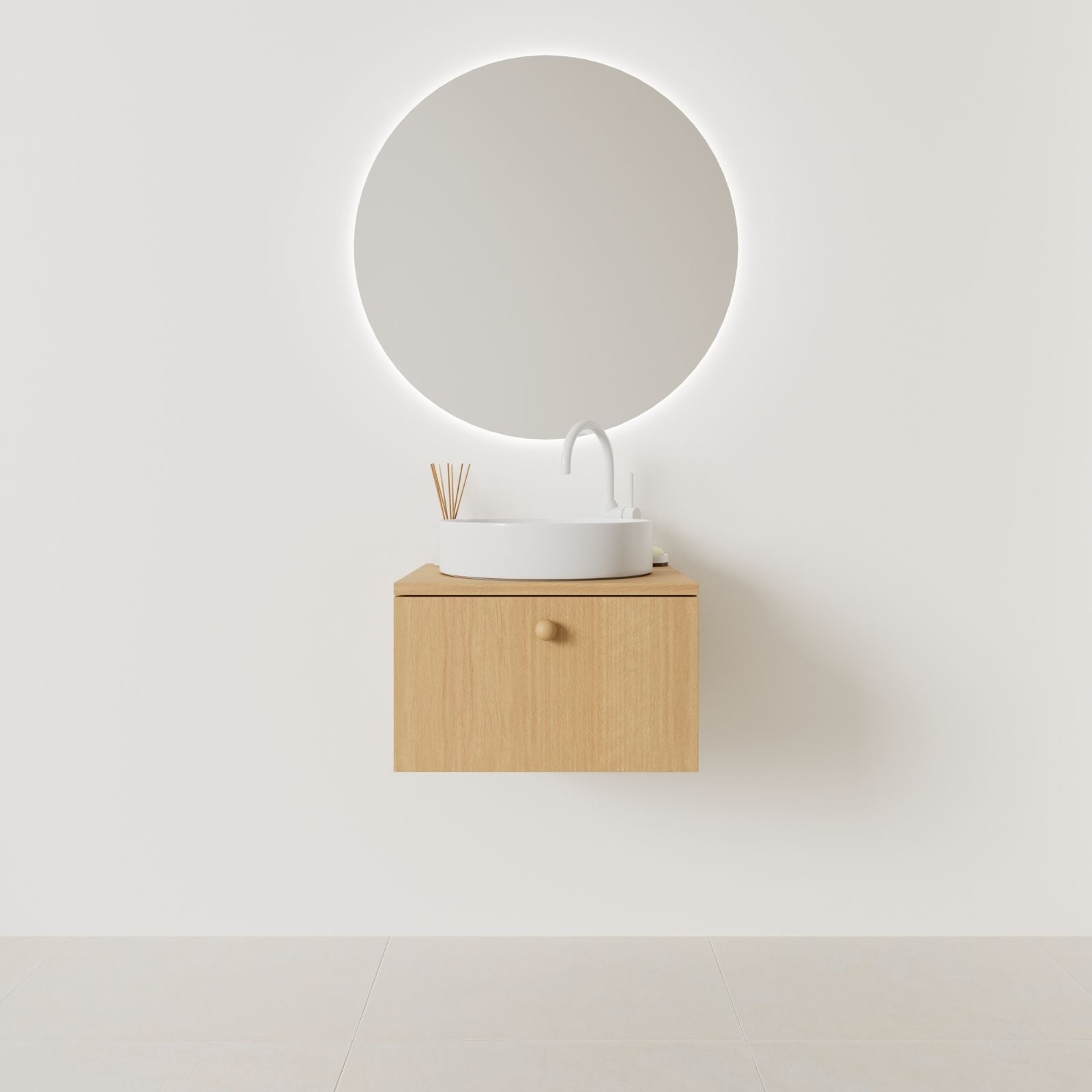 meuble salle de bain mino 50 cm chêne façade lisse vue face