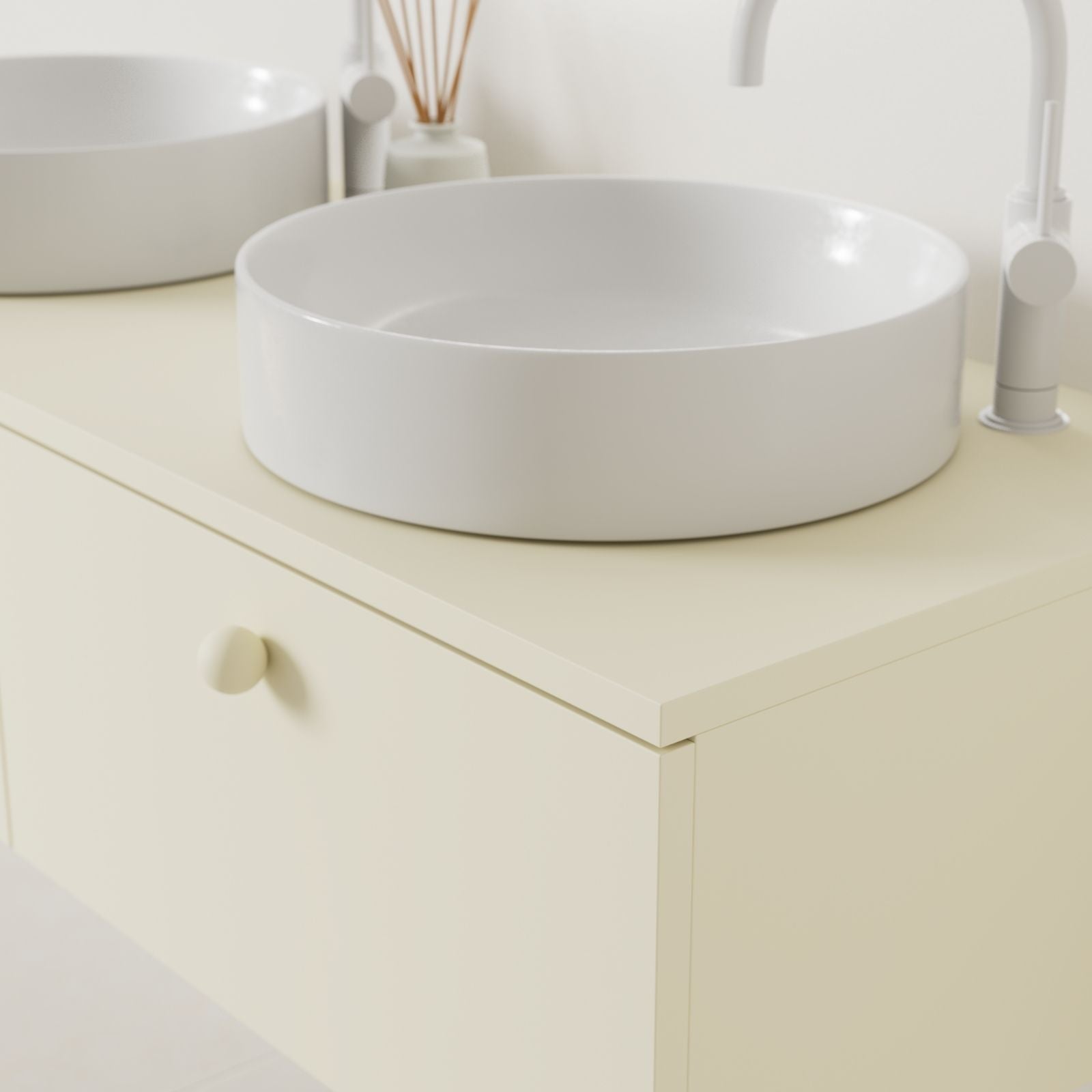 meuble salle de bain mino 120 cm coquille double vasque à poser vue angle
