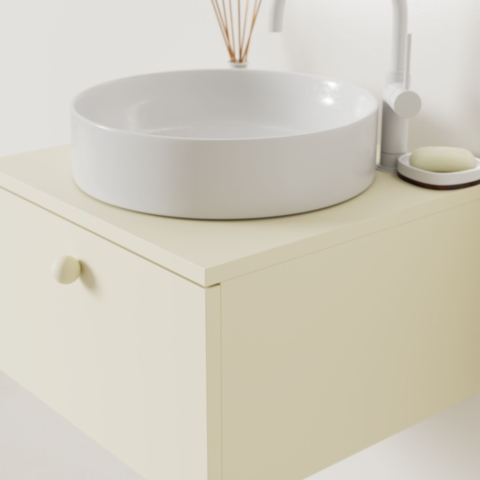 meuble salle de bain mino 50 cm coquille avec vasque posé vue angle
