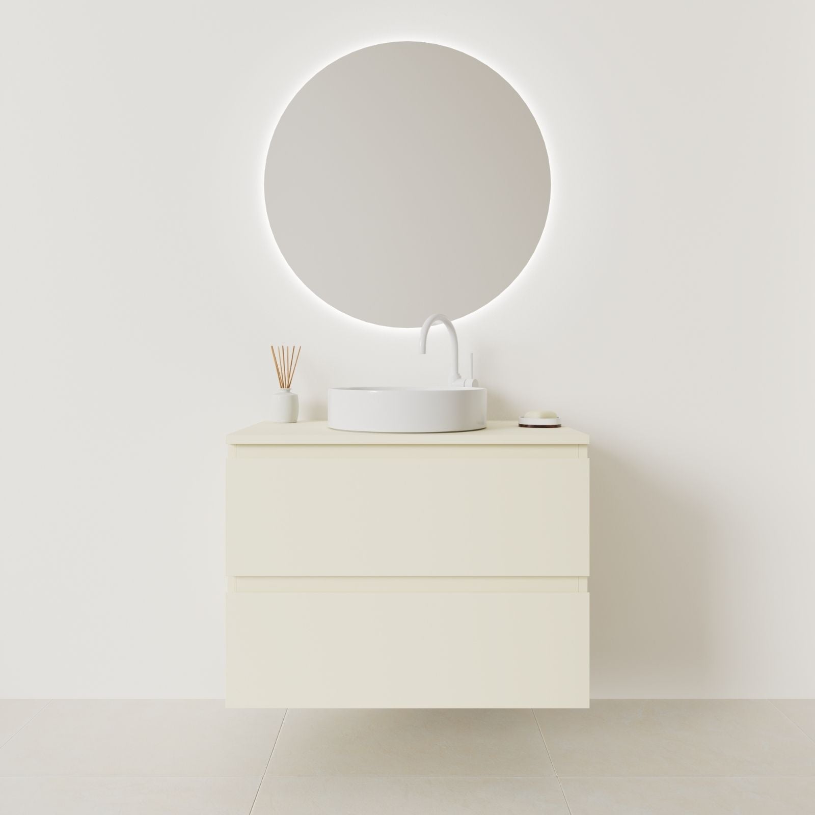 meuble salle de bain marco 80 cm coquille façade prise de main vue face