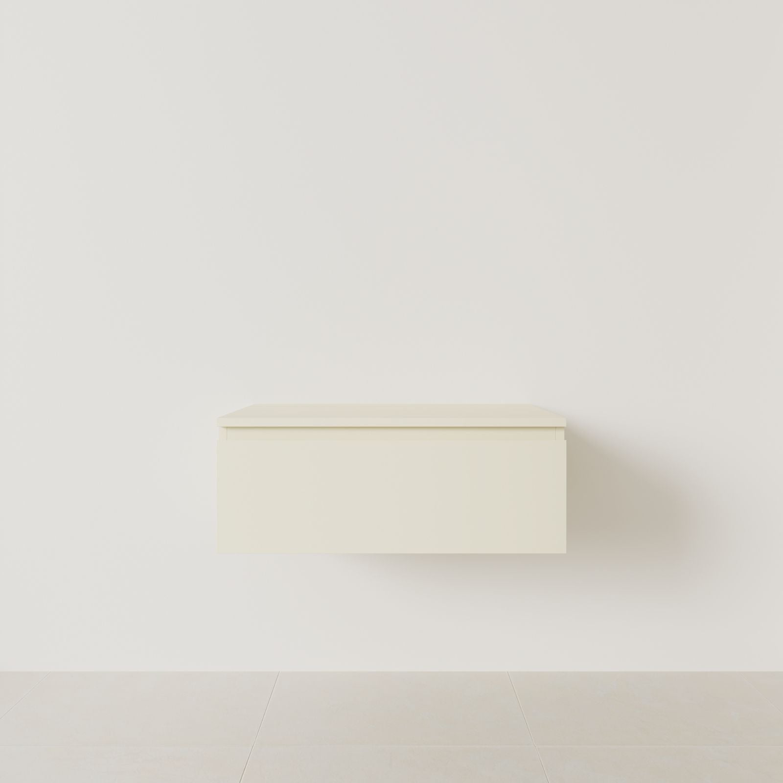 meuble salle de bain mino 80 cm coquille meuble seul suspendu poignées intégrées vue face.