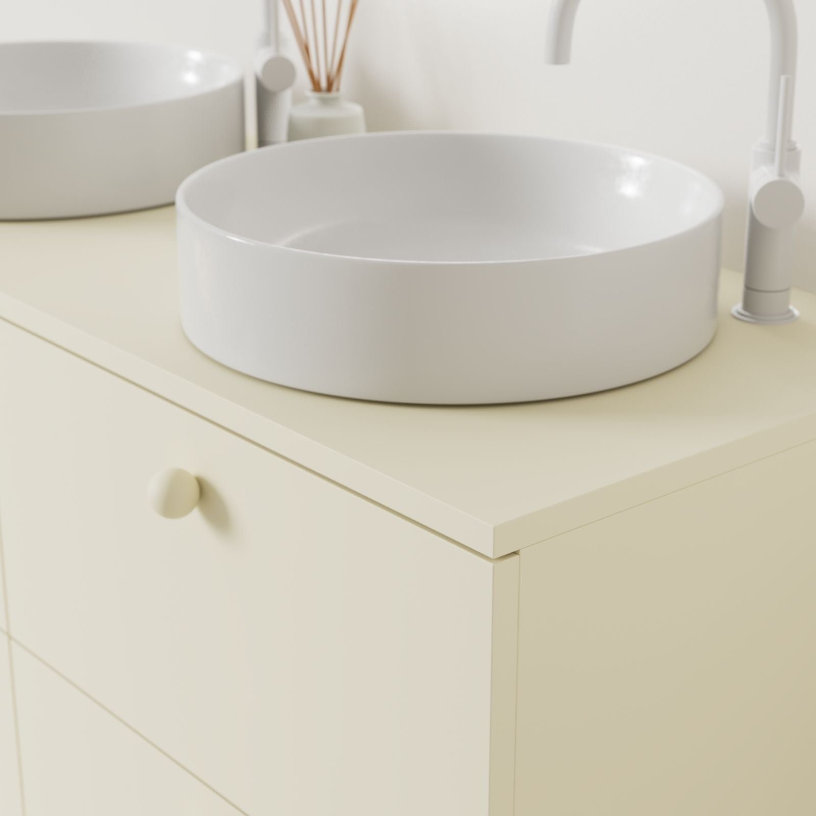 meuble salle de bain marco 120 cm coquille double vasque à poser vue angle