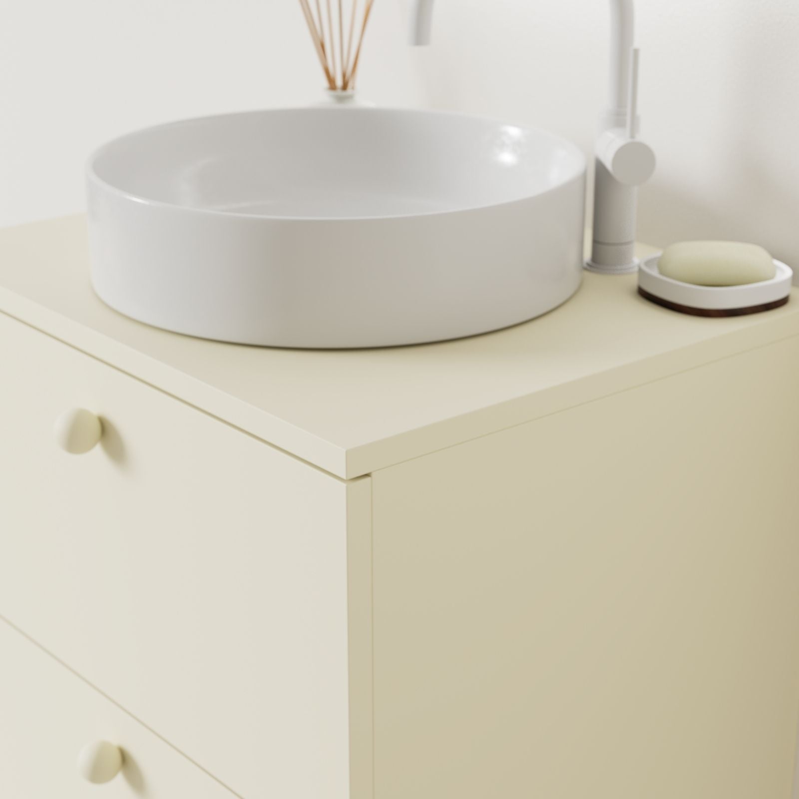 meuble salle de bain marco coquille 60 cm avec vasque posé vue angle
