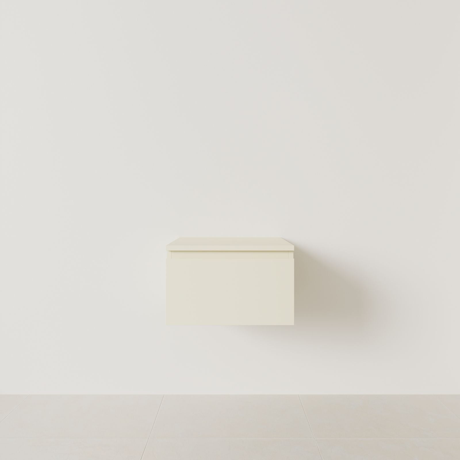 meuble salle de bain mino 50 cm coquille meuble seul suspendu poignées intégrées vue face.