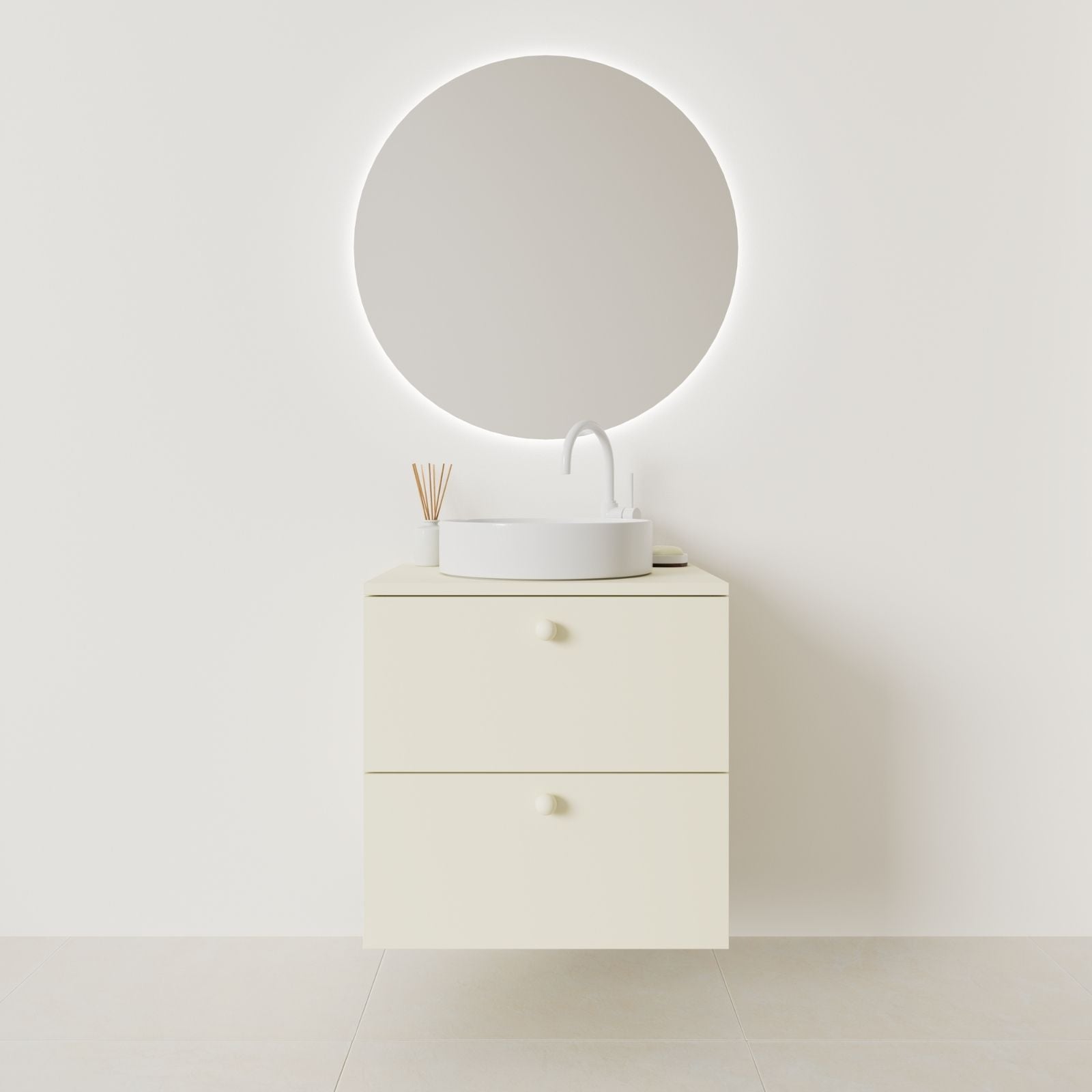 meuble salle de bain marco 60 cm coquille façade lisse vue face