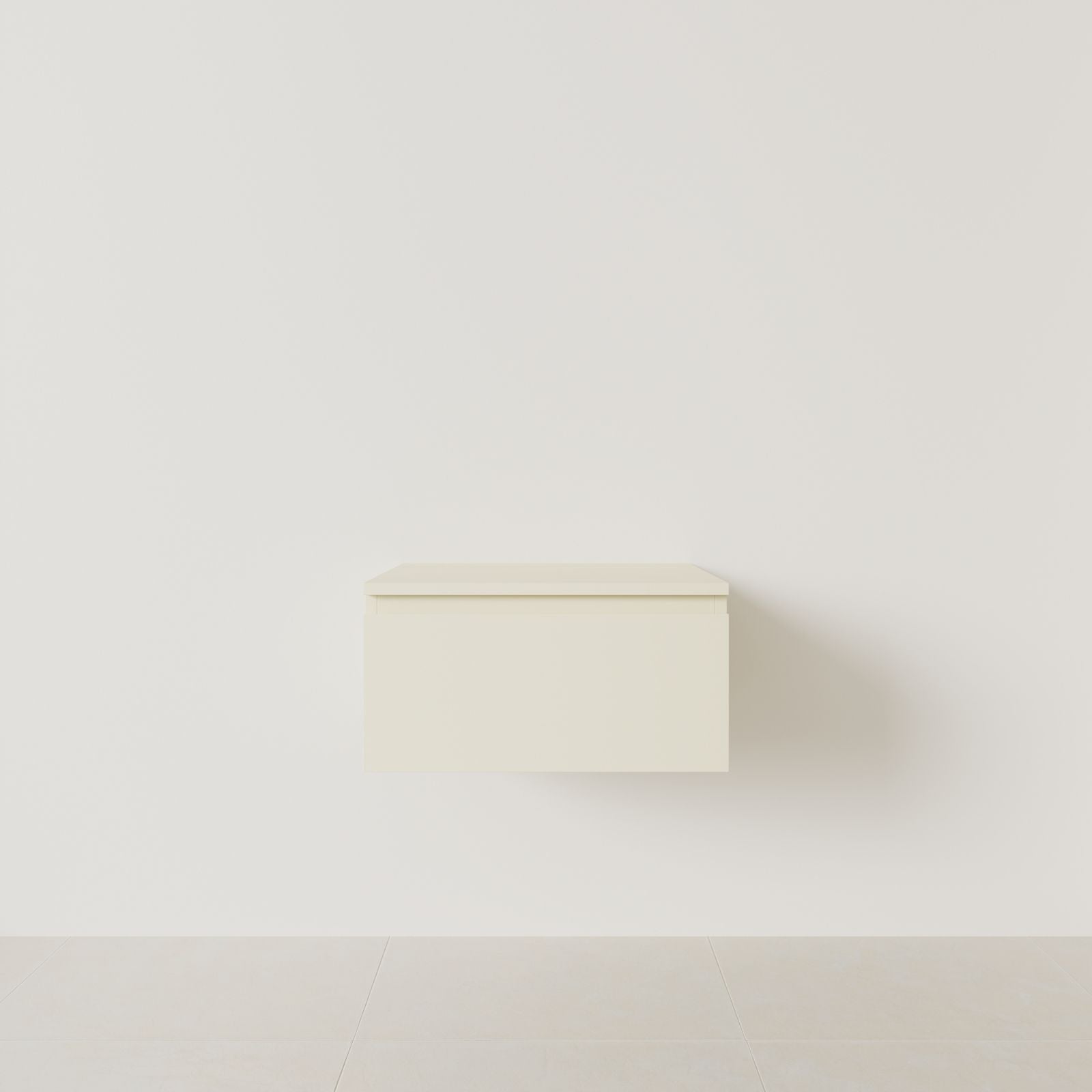 meuble salle de bain mino 60 cm coquille meuble seul suspendu poignées intégrées vue face.