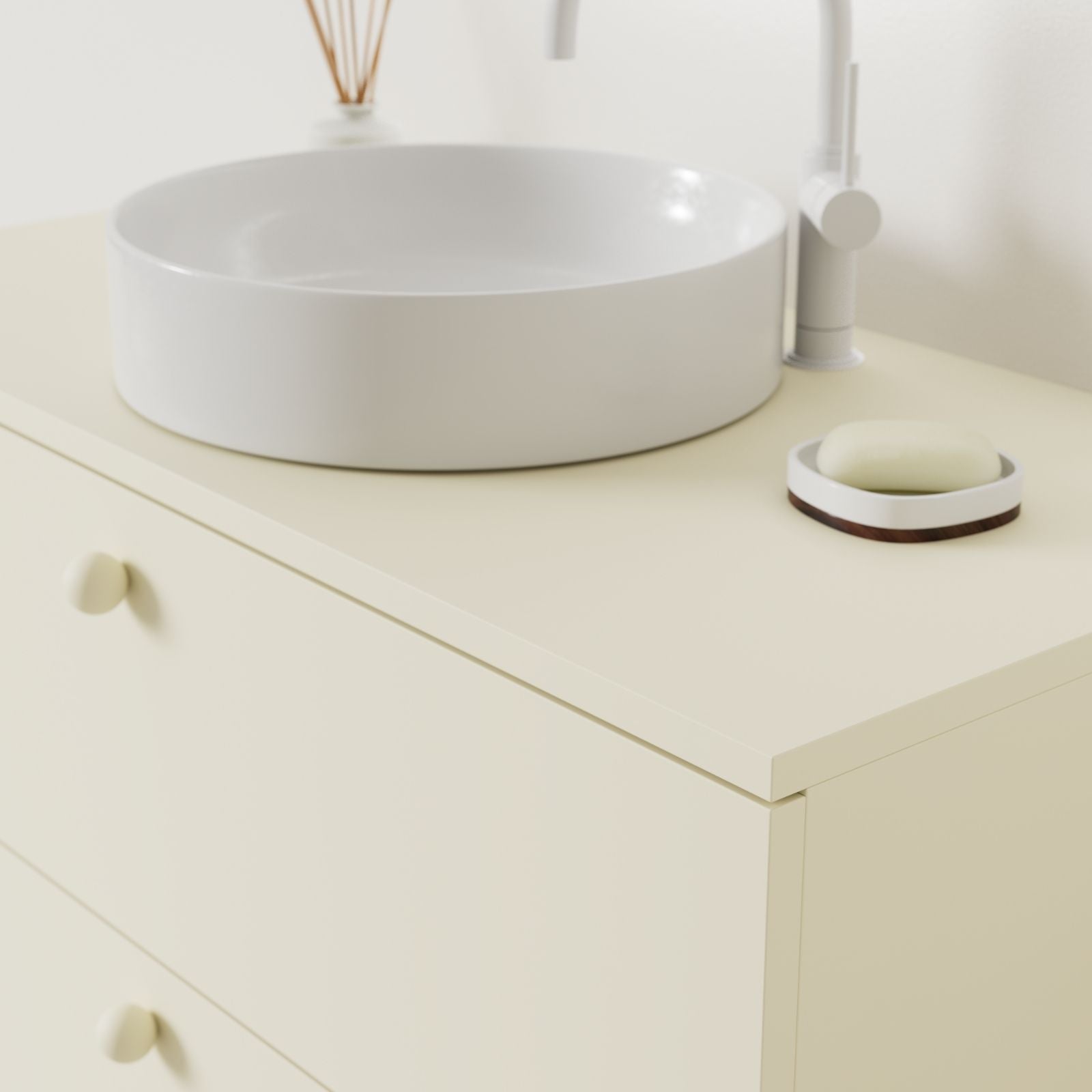 meuble salle de bain marco coquille 100 cm avec vasque posé vue angle