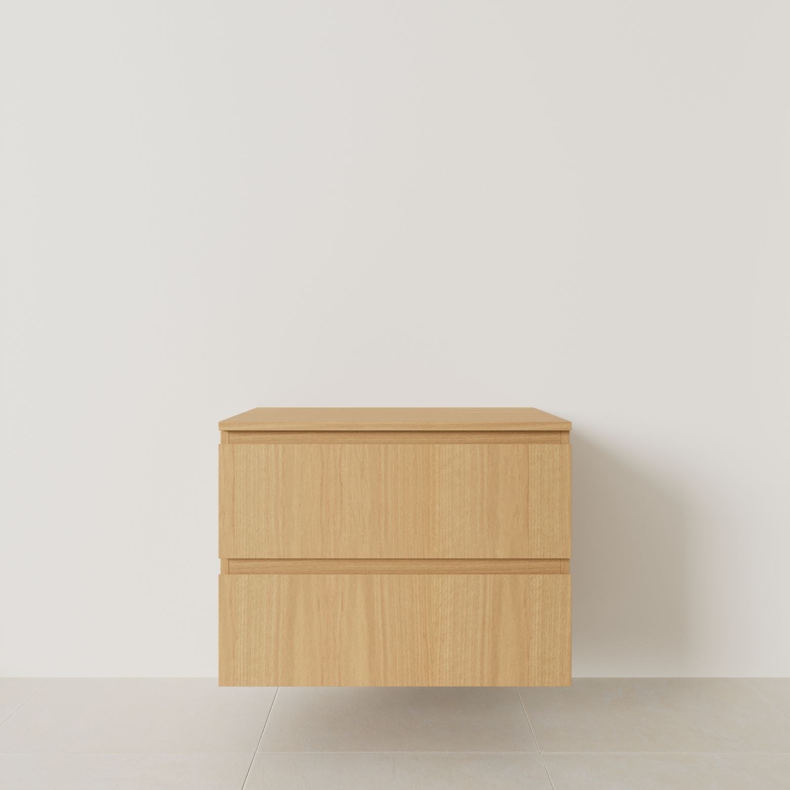 meuble salle de bain marco chêne 80 cm meuble seul suspendu poignées intégrées vue face.
