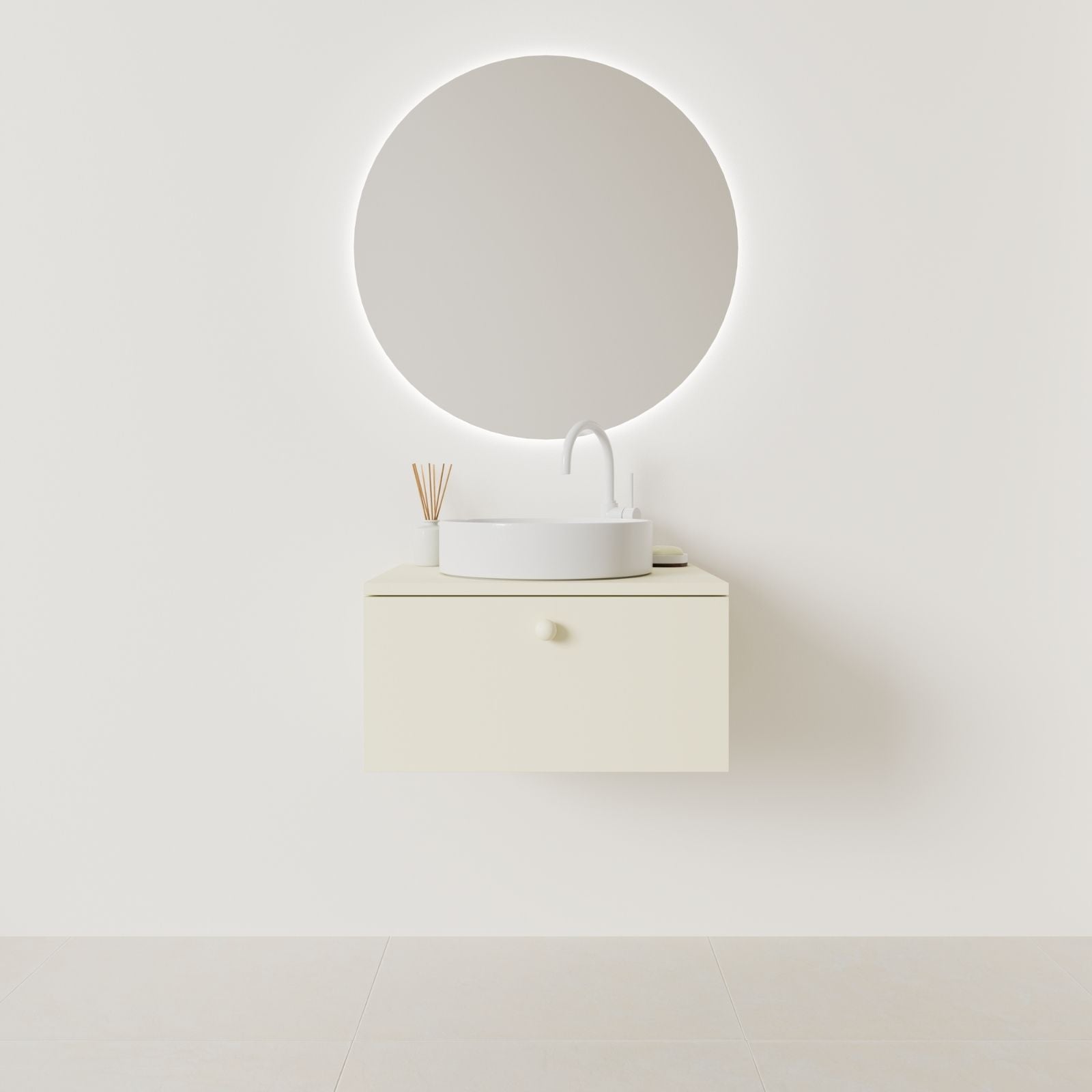 meuble salle de bain mino 60 cm coquille façade lisse vue face
