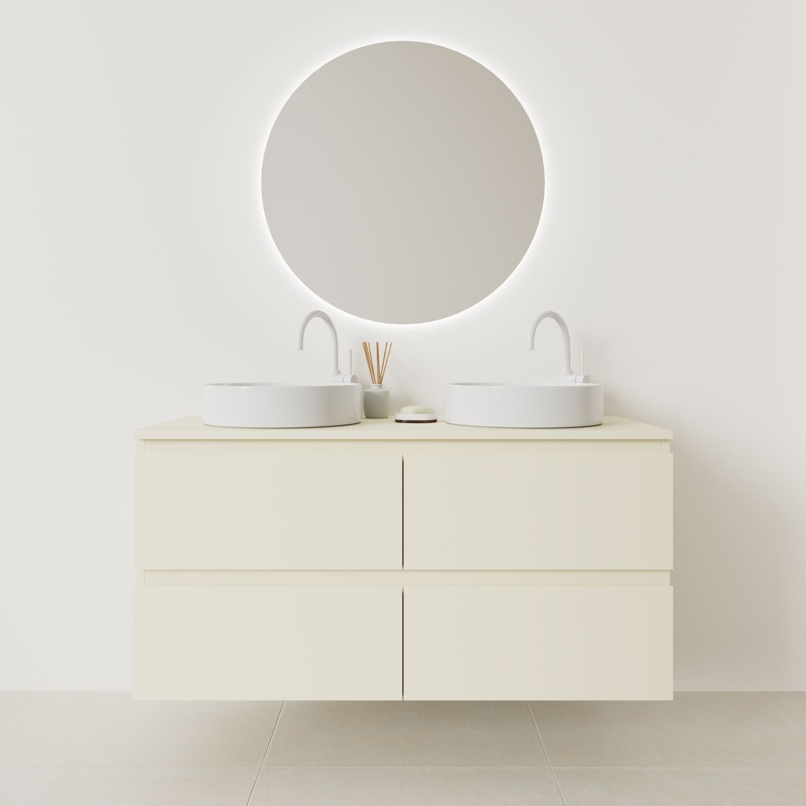 meuble salle de bain marco 120 cm double vasque suspendu coquille prise de main vue face