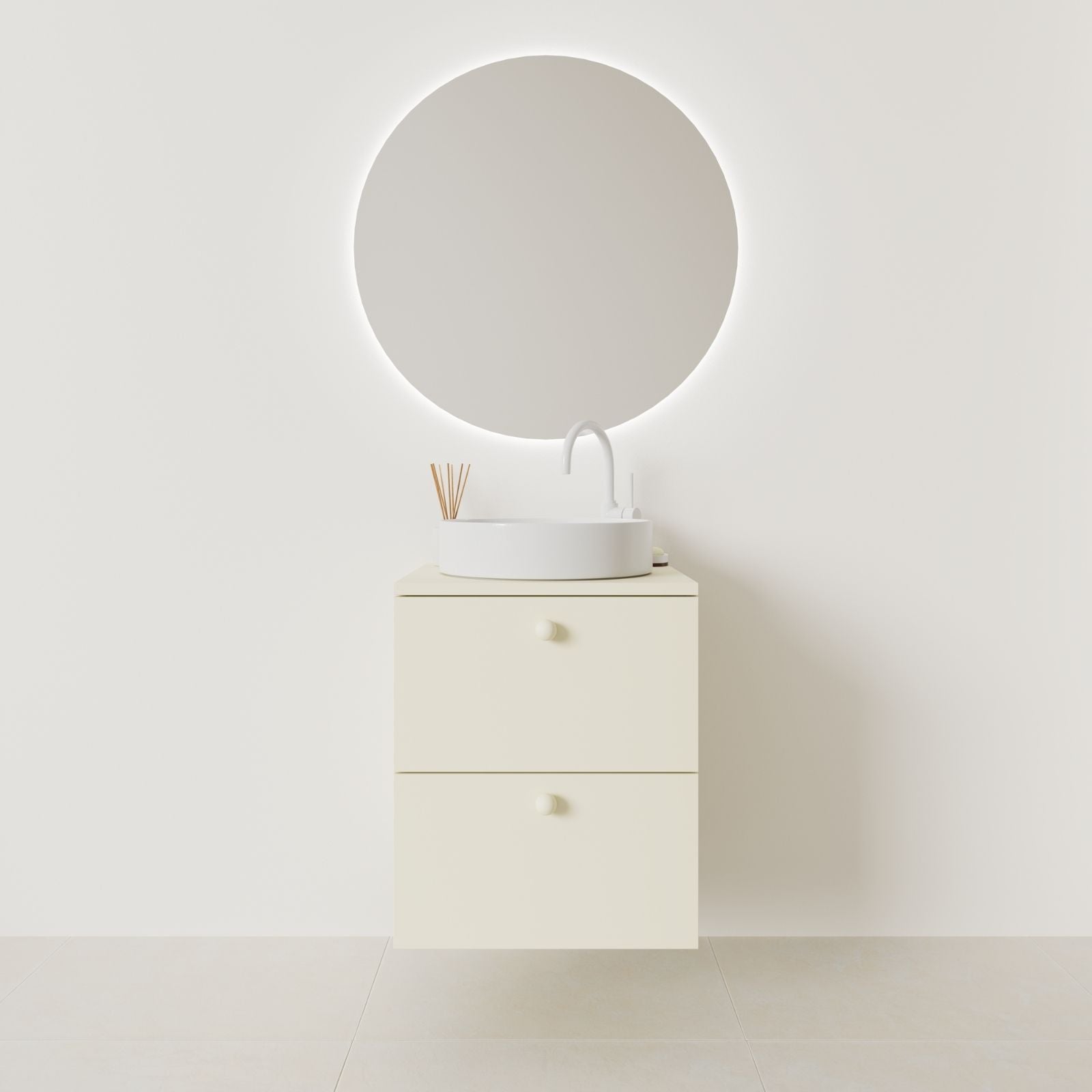 meuble salle de bain marco 50 cm coquille façade lisse vue face