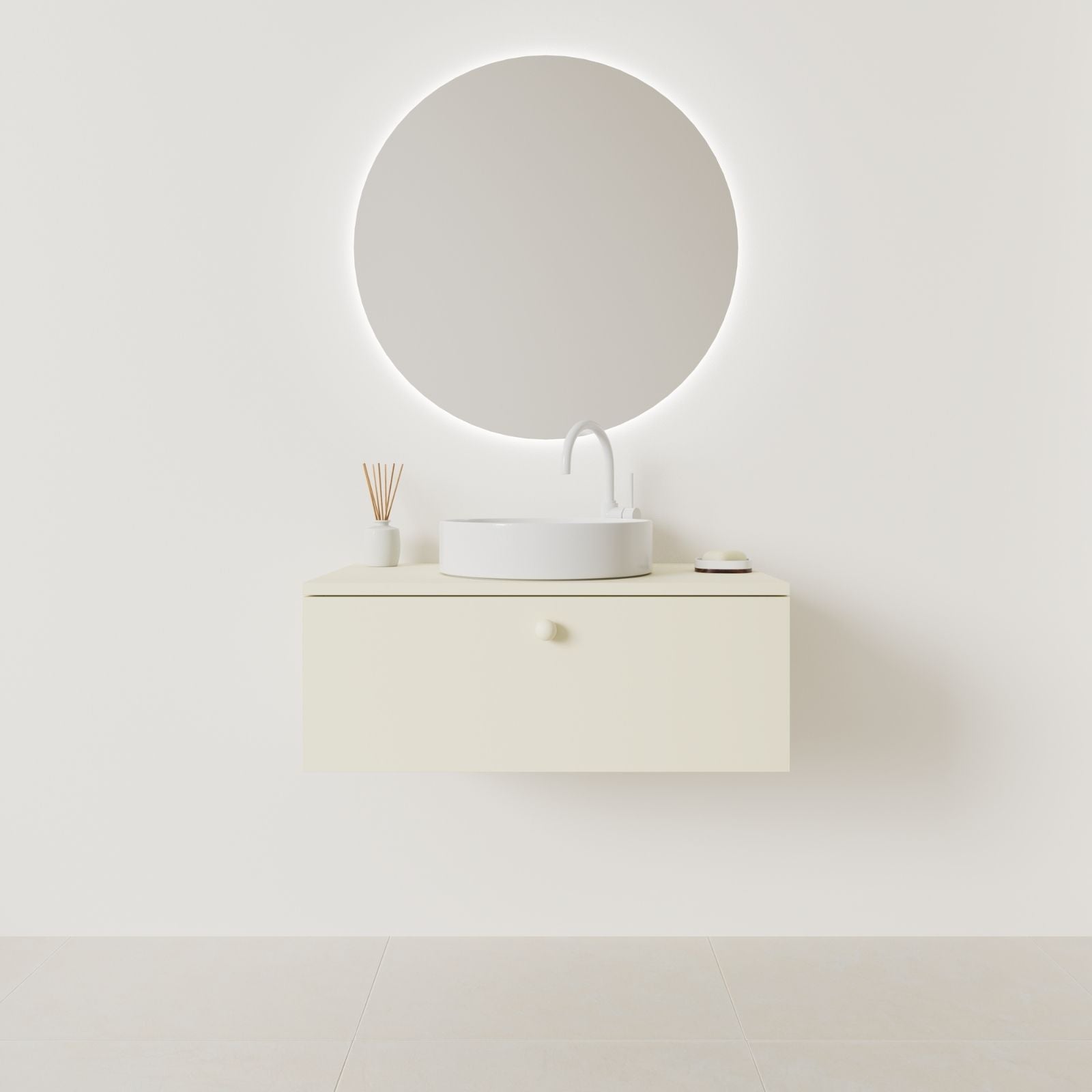 meuble salle de bain mino 80 cm coquille façade lisse vue face