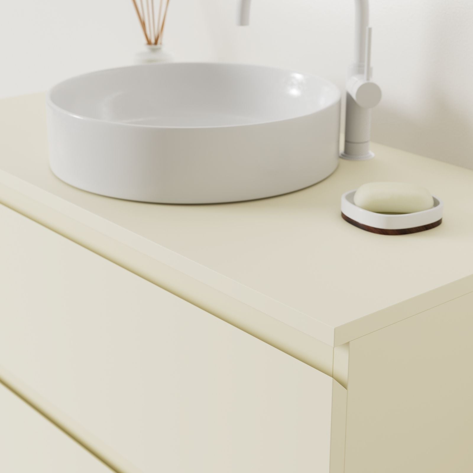 meuble salle de bain marco coquille 100 cm meuble seul suspendu poignées intégrées vue face.